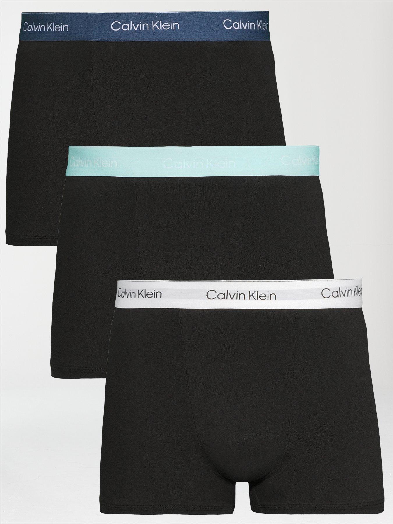 Image 1 of 3 of Calvin Klein Underwear 3 Pack Relaxed Dart Icon Cotton Stretch Trunks - Black