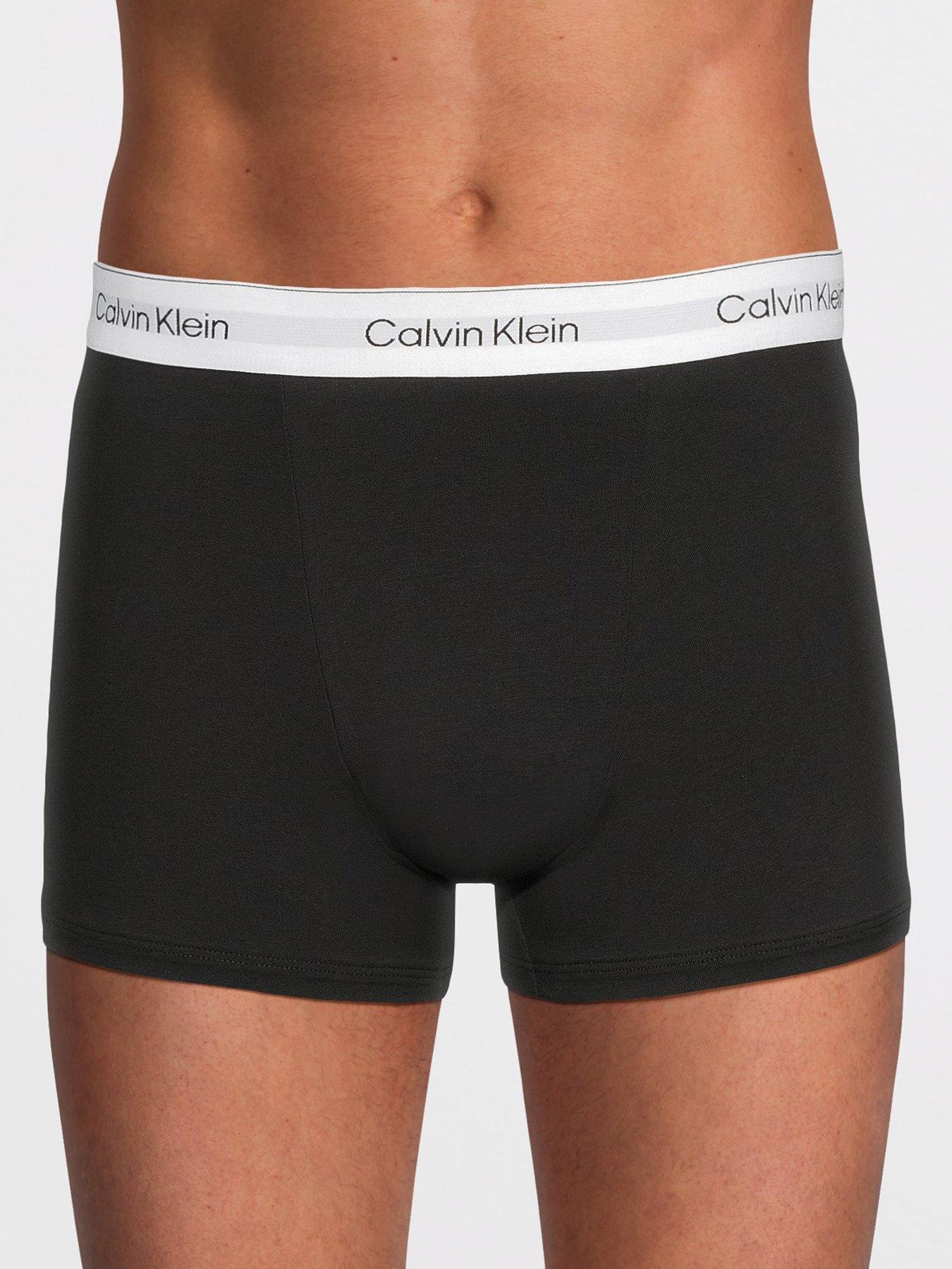 Image 2 of 3 of Calvin Klein Underwear 3 Pack Relaxed Dart Icon Cotton Stretch Trunks - Black