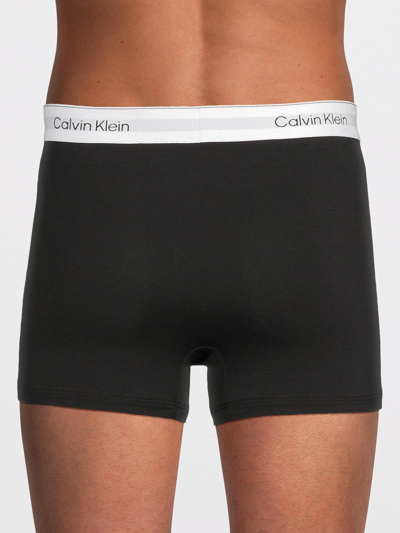 Image 3 of 3 of Calvin Klein Underwear 3 Pack Relaxed Dart Icon Cotton Stretch Trunks - Black