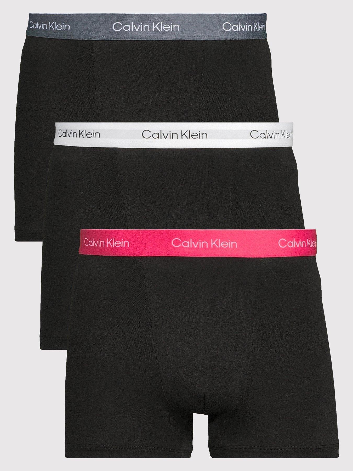 Calvin Klein Underwear 3 Pack Relaxed Dart Icon Cotton Stretch Trunks - Black
