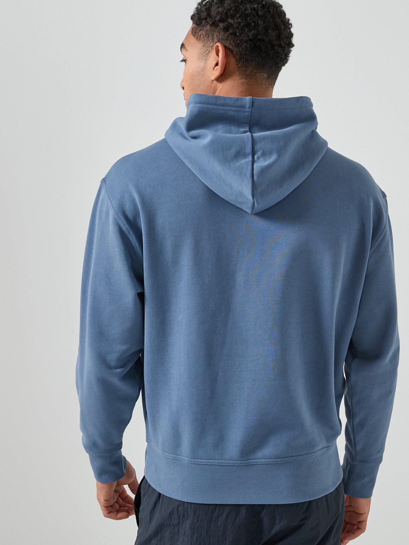 Image 2 of 4 of BOSS Wesmallhood Regular Fit Centre Logo Overhead Hoodie - Blue