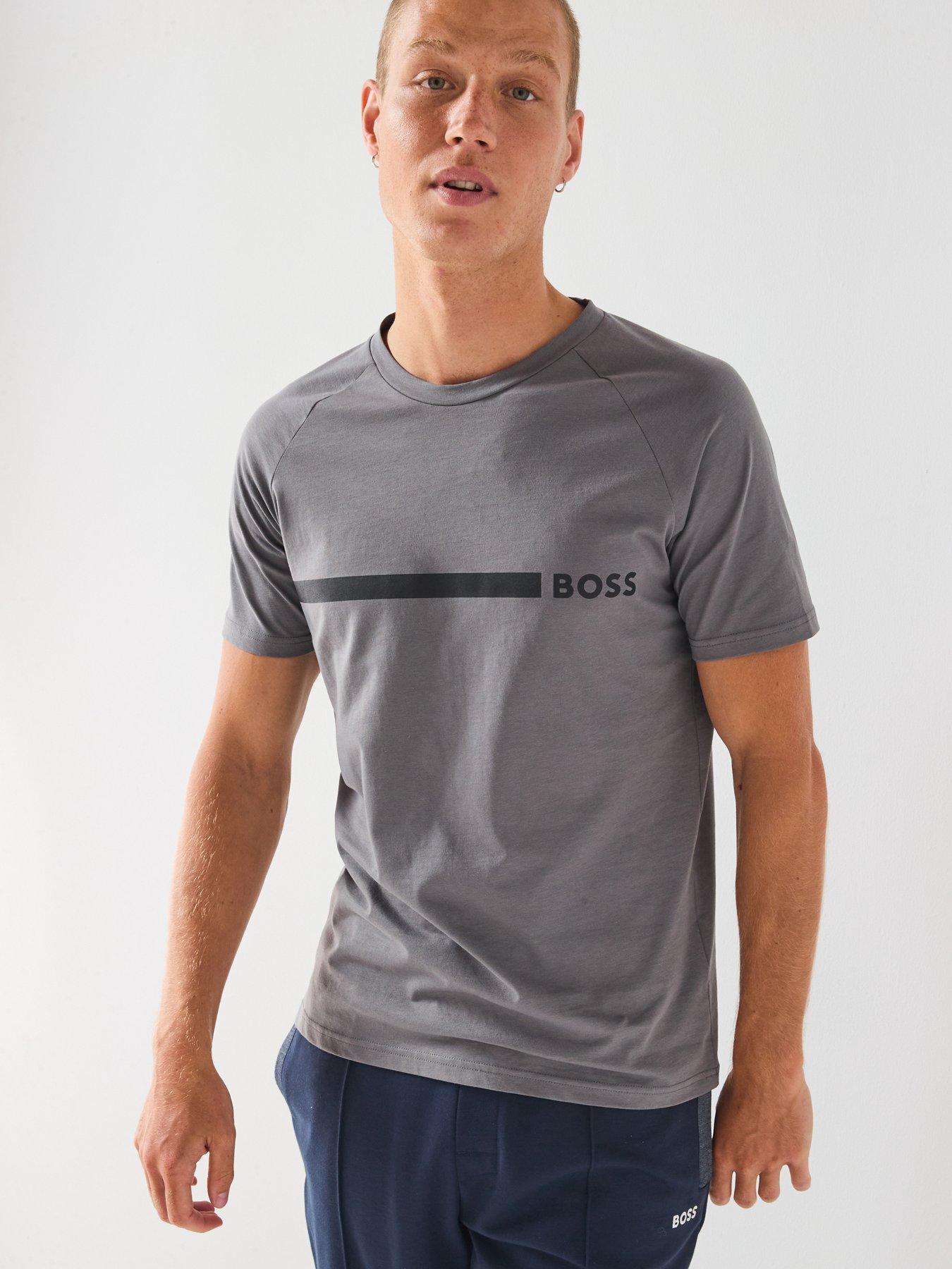 BOSS Bodywear Rn Slim Fit Stripe T-Shirt - Grey