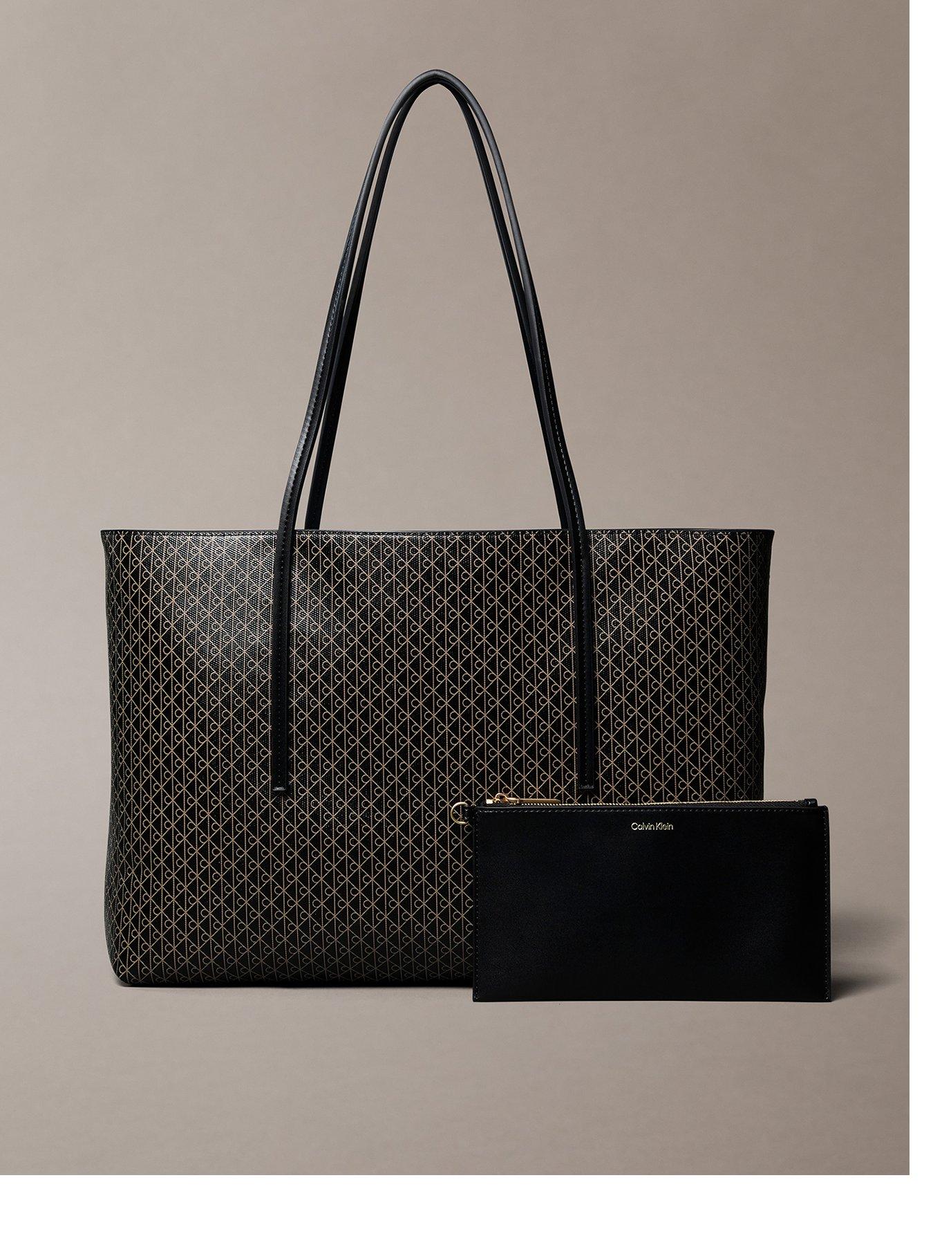 Calvin Klein Large Pouch Monogram Tote Bag - Brown