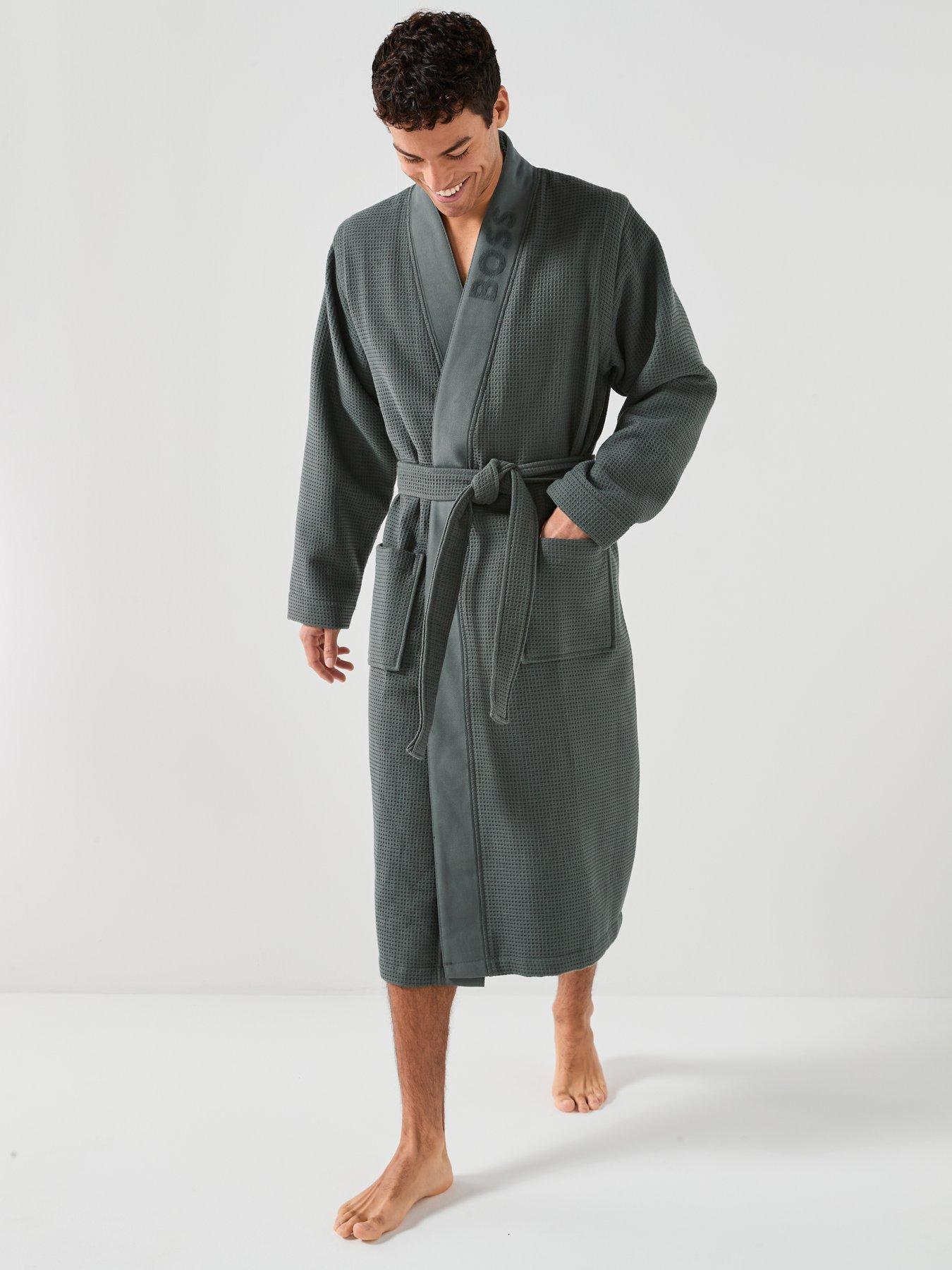BOSS Bodywear Waffle Kimono Robe - Green