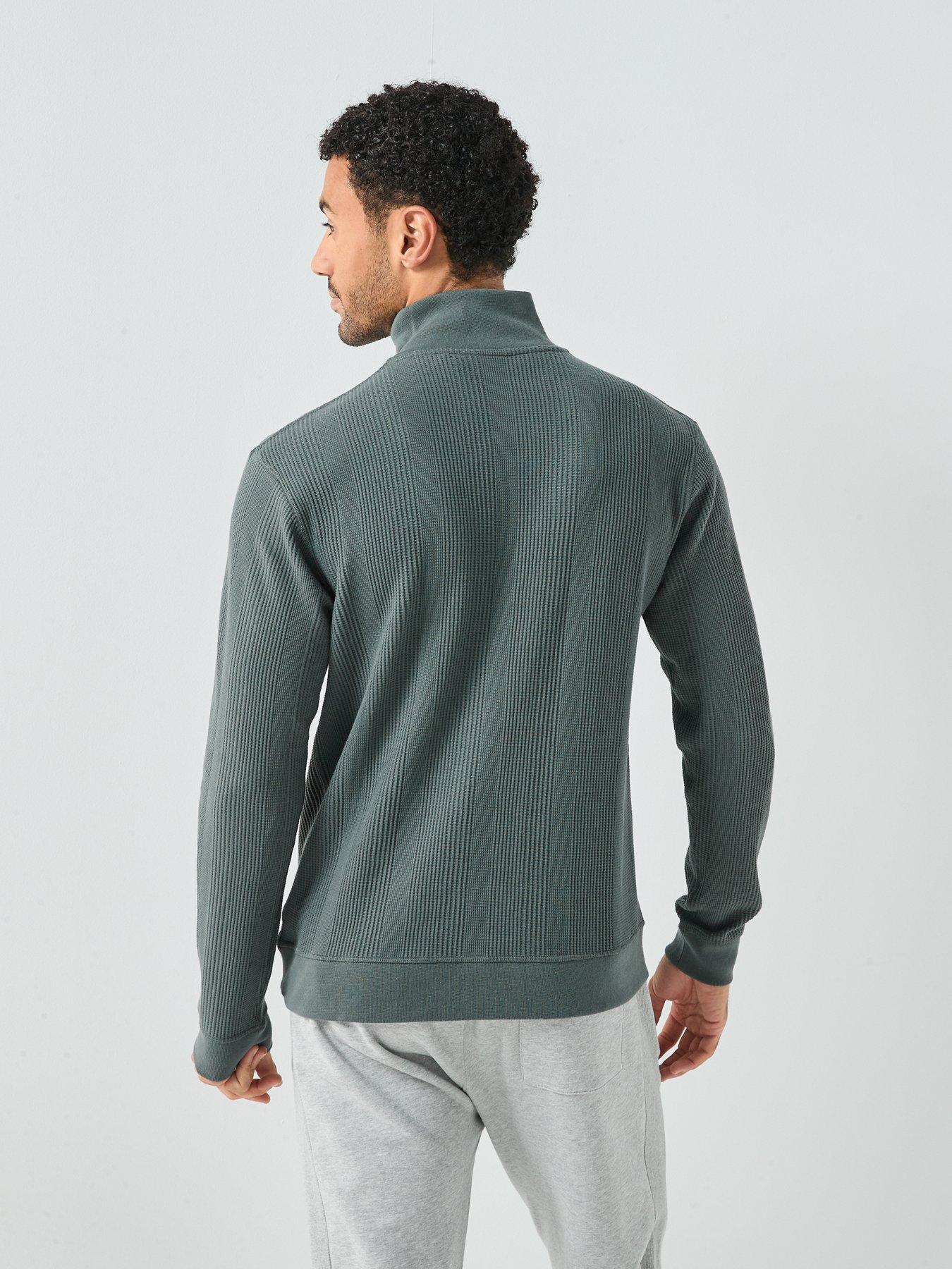 boss-bodywear-structure-waffle-14-zip-top-greystillFront