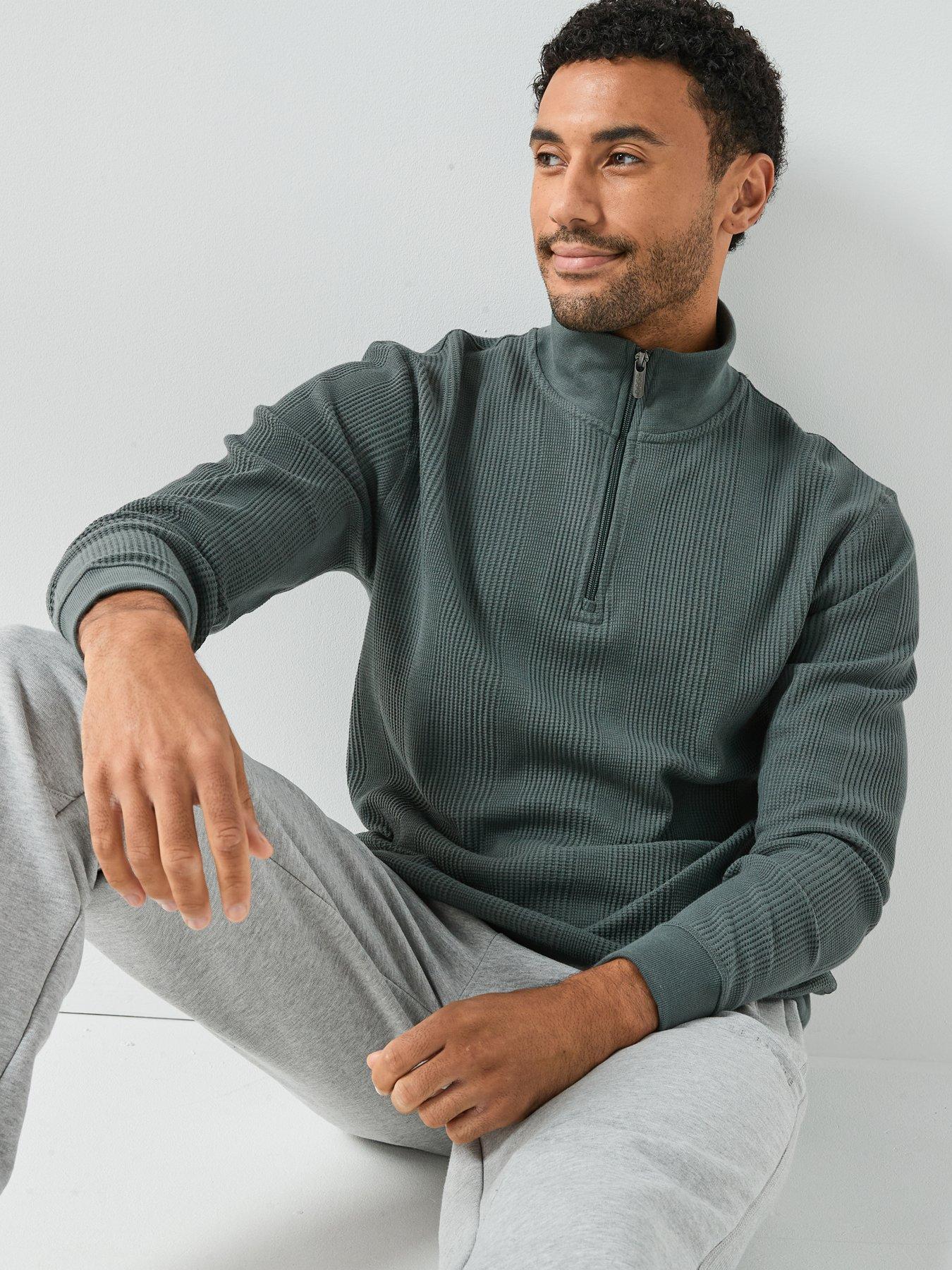 boss-bodywear-structure-waffle-14-zip-top-greydetail