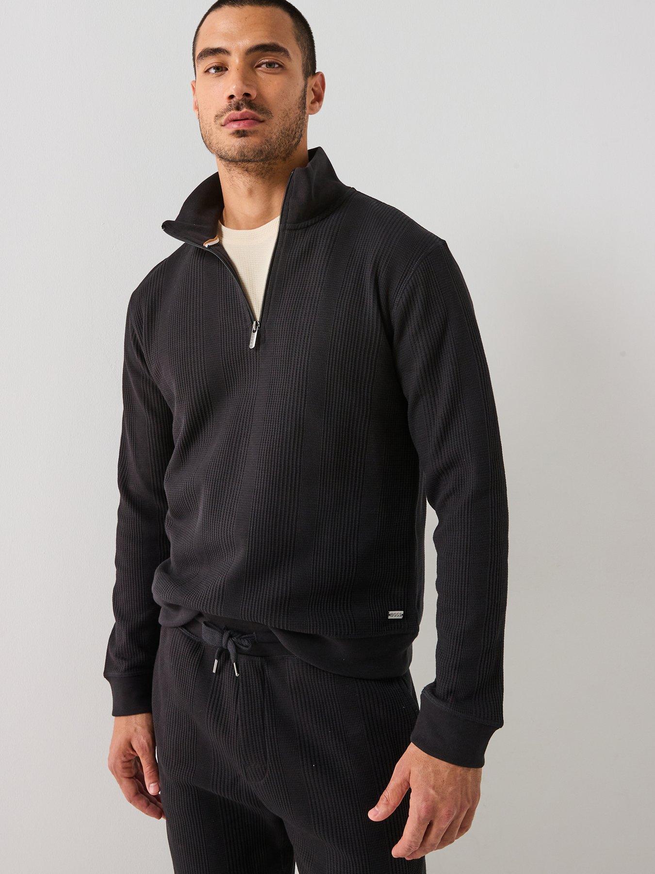 boss-bodywear-structure-waffle-14-zip-top-black