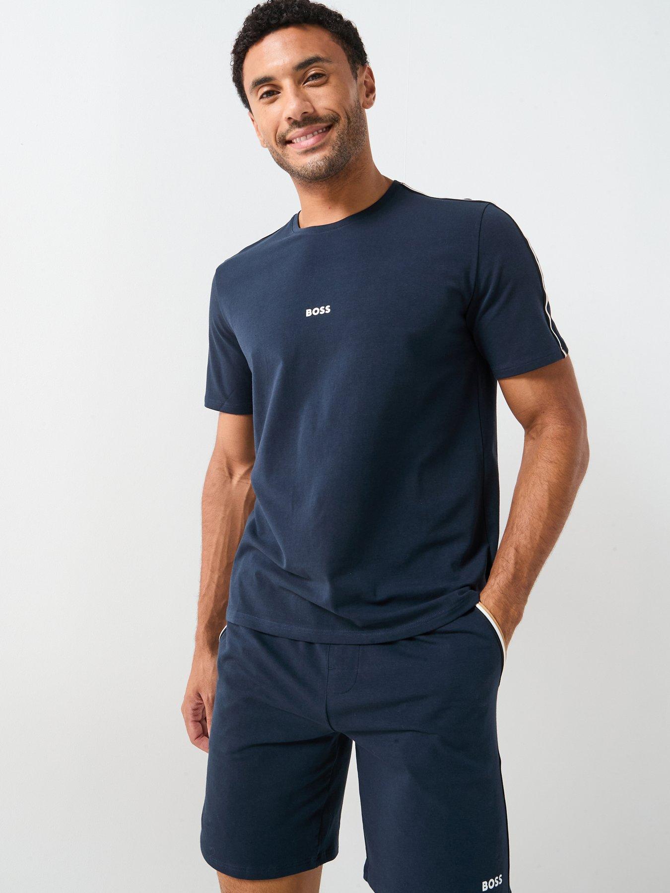 BOSS Unique Global Stripe Taped Loungewear T-Shirt - Navy