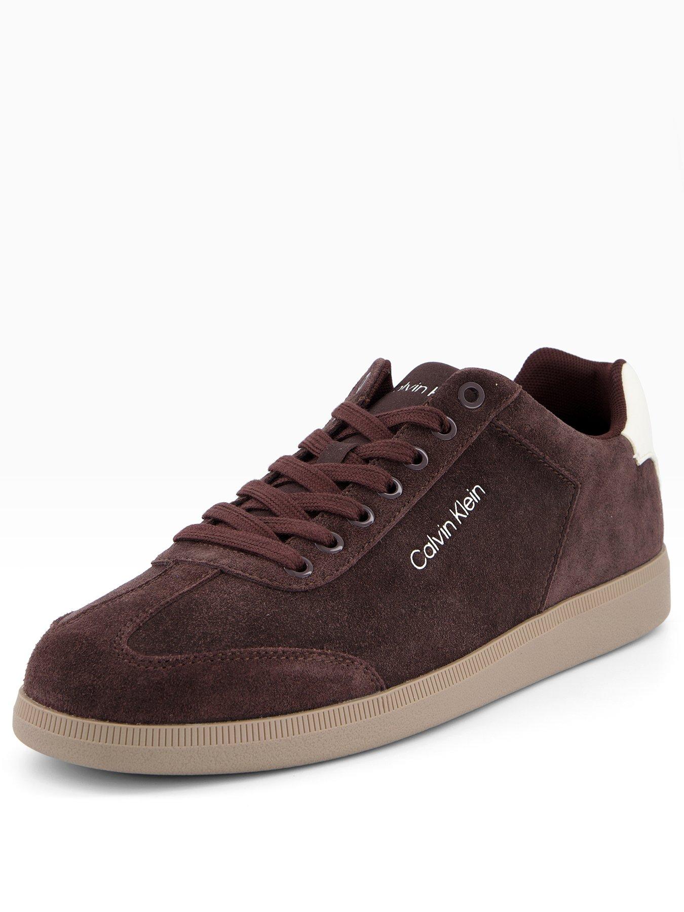 calvin-klein-low-cupsole-laceup-suede-trainers-brownstillFront
