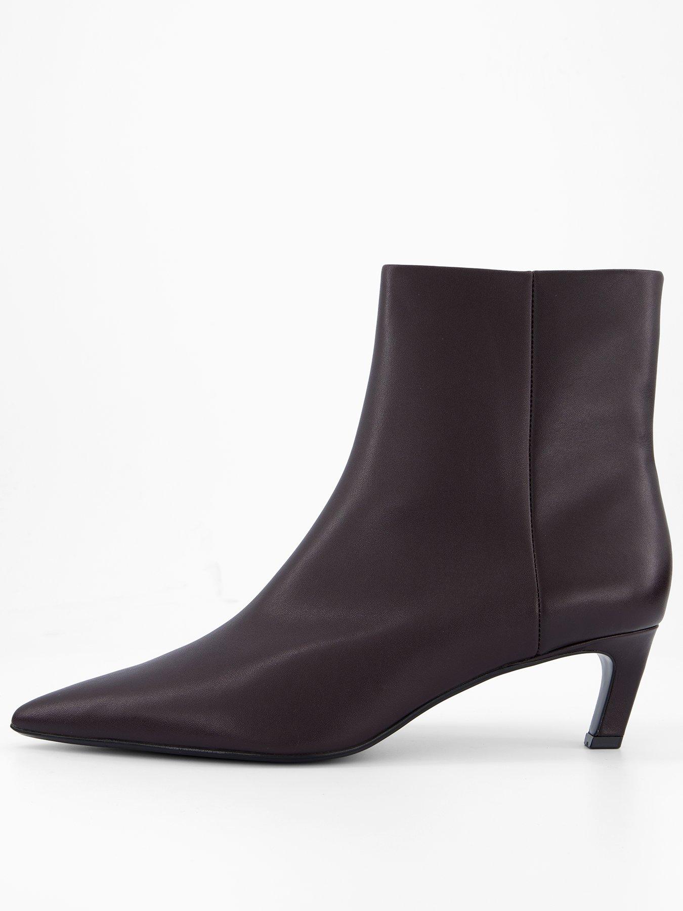 Image 1 of 7 of Calvin Klein Ankle Boot With Kitten Heel - Brown