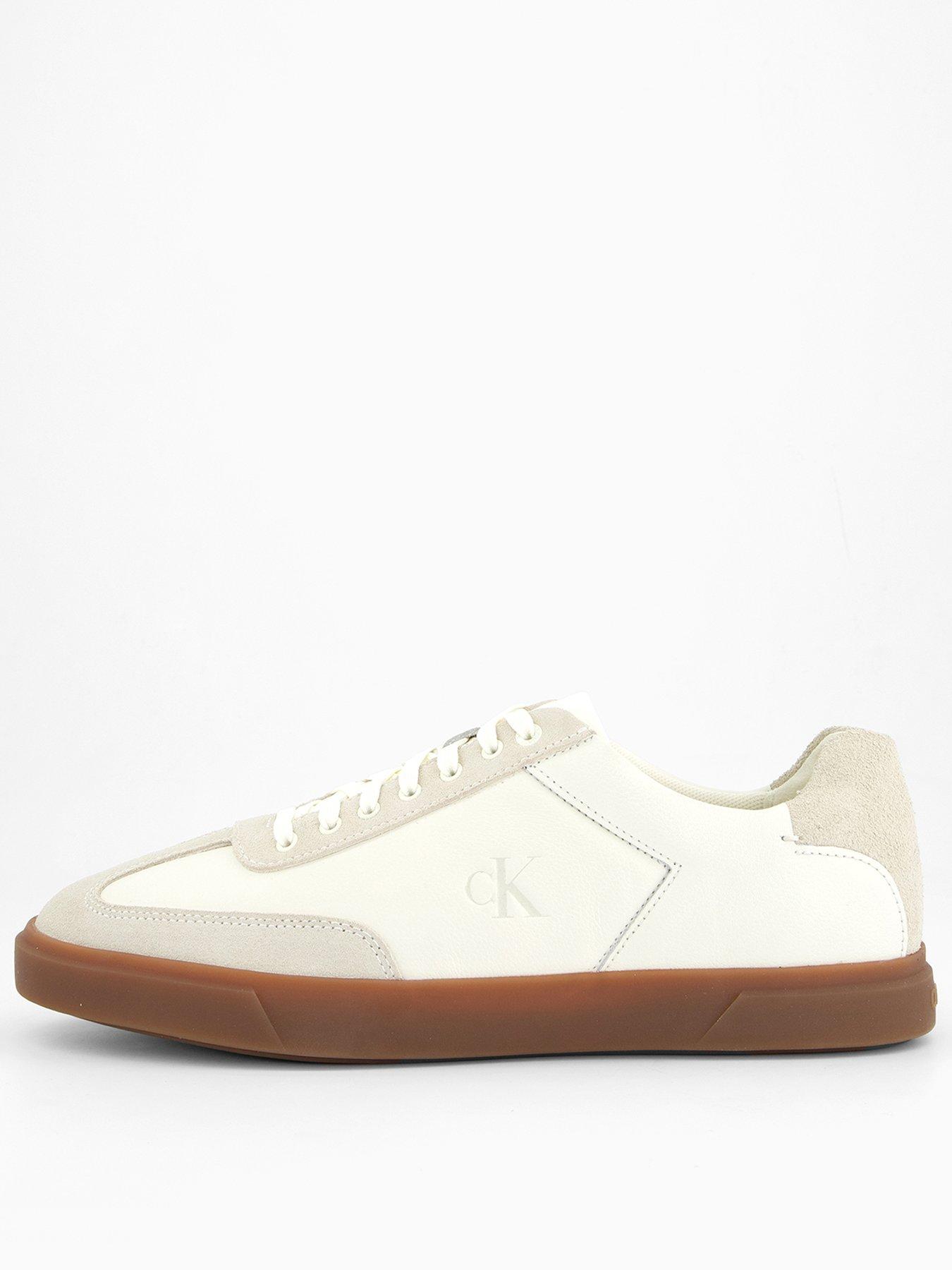 Calvin Klein Leather Flat Trainers - Cream