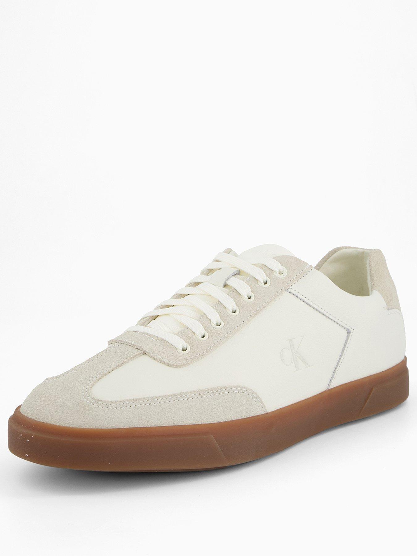 calvin-klein-leather-flat-trainers-creamstillFront