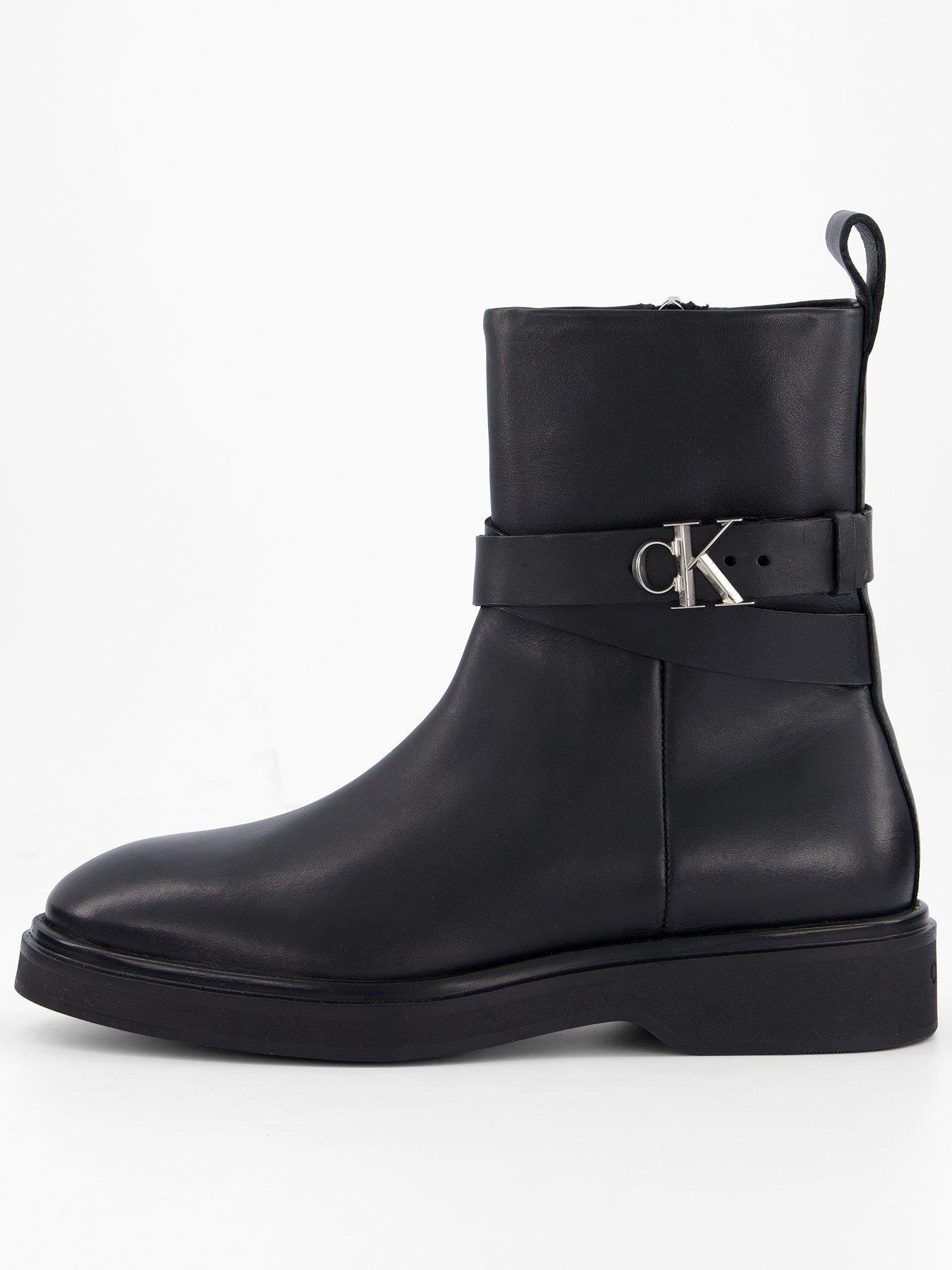 Calvin Klein Metal Logo Ankle Boot - Black