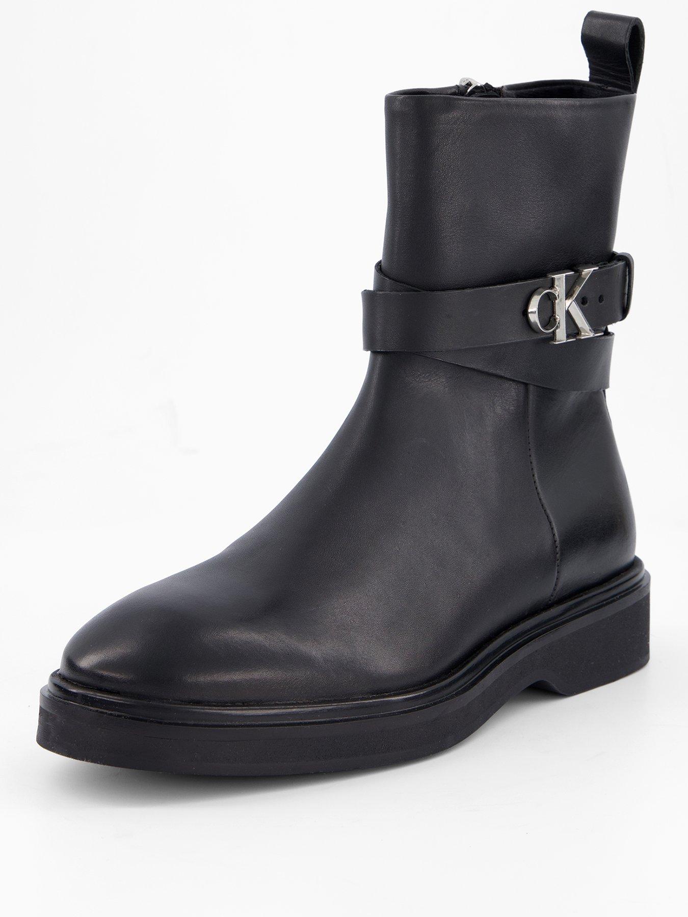 Image 2 of 7 of Calvin Klein Metal Logo Ankle Boot - Black