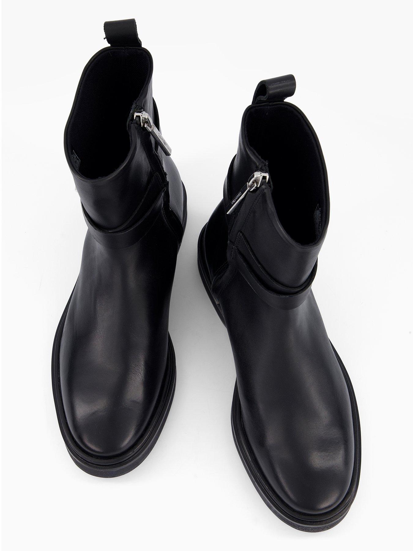 Image 3 of 7 of Calvin Klein Metal Logo Ankle Boot - Black