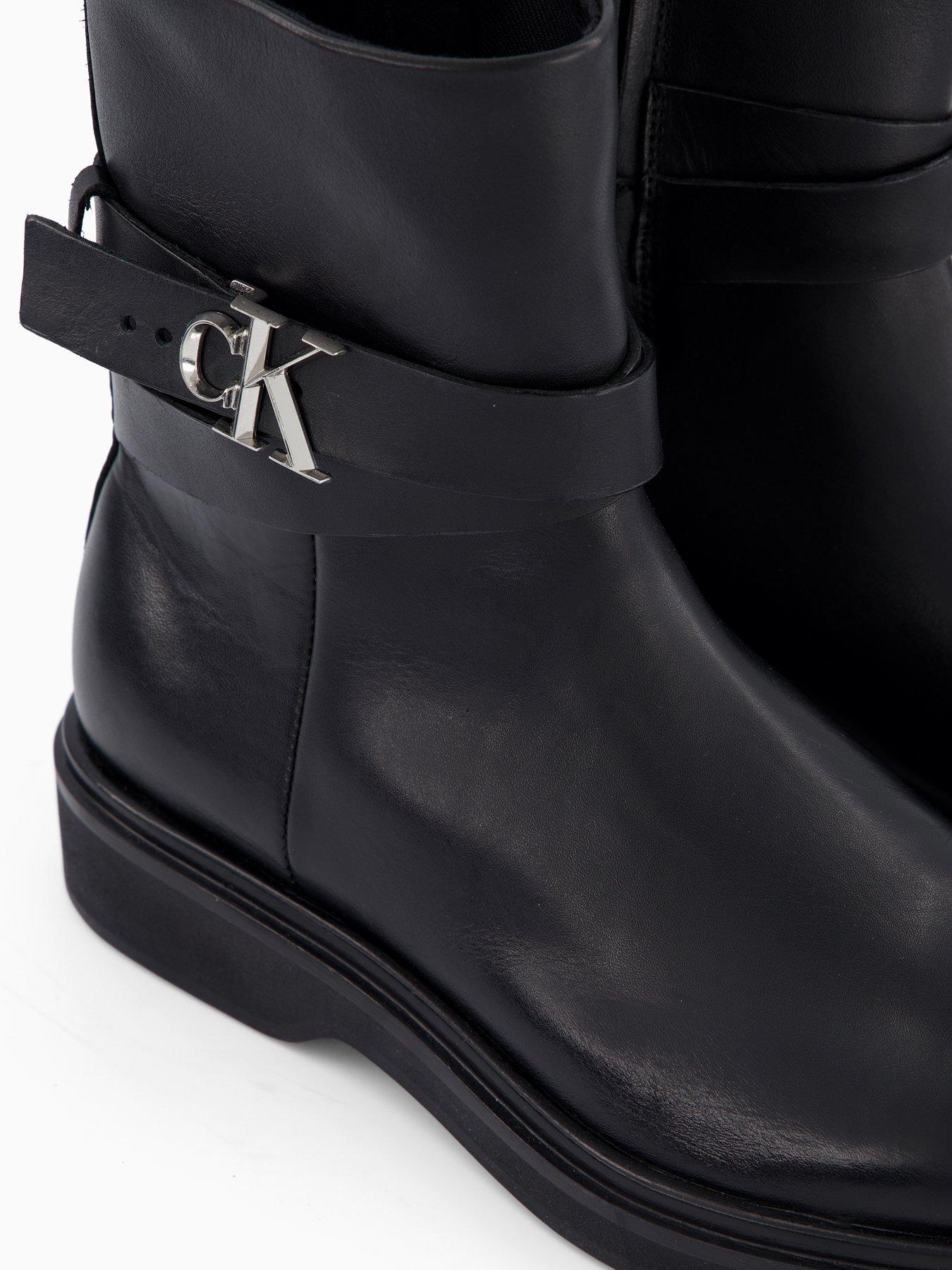 Image 5 of 7 of Calvin Klein Metal Logo Ankle Boot - Black