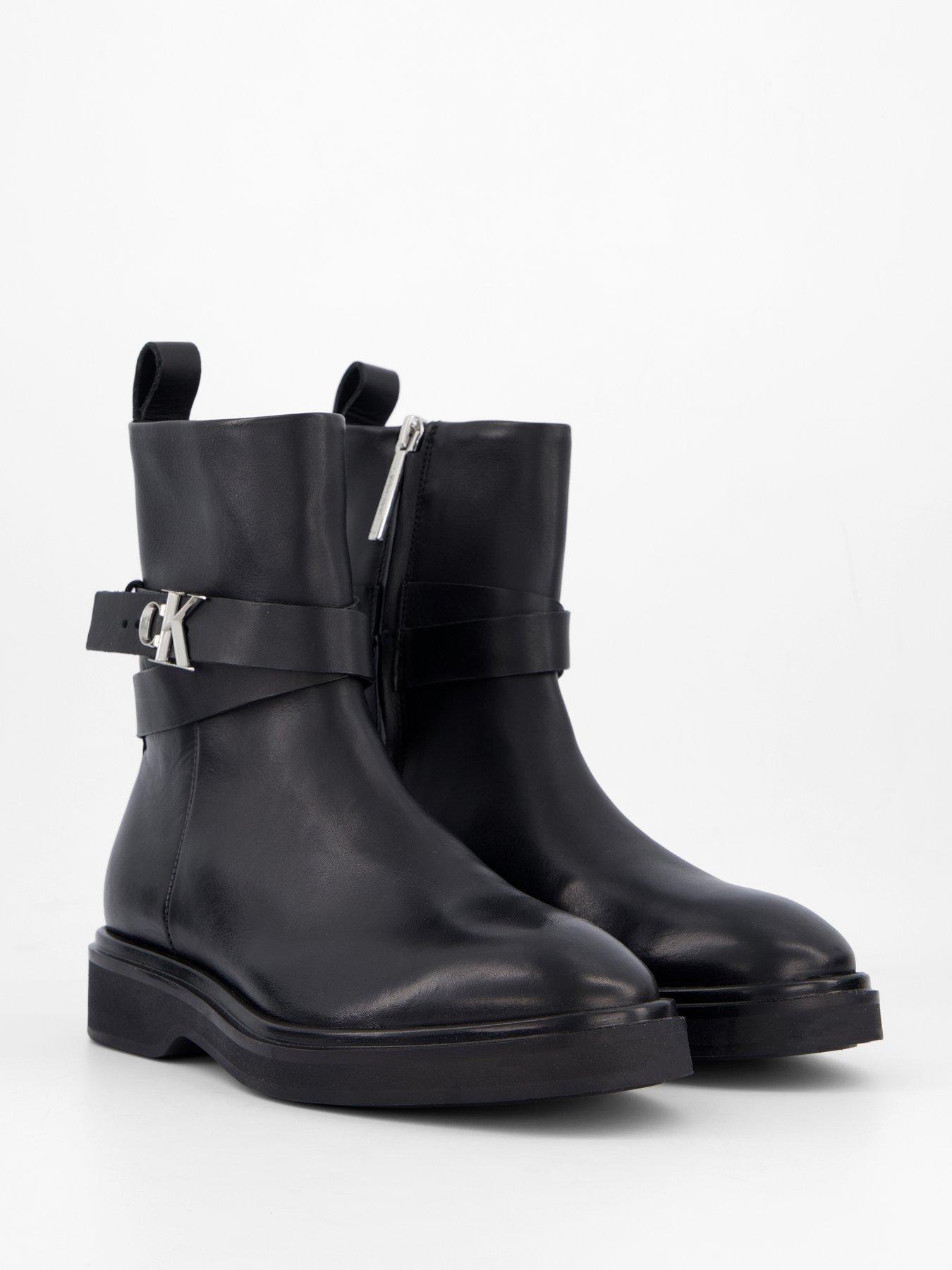 Image 6 of 7 of Calvin Klein Metal Logo Ankle Boot - Black