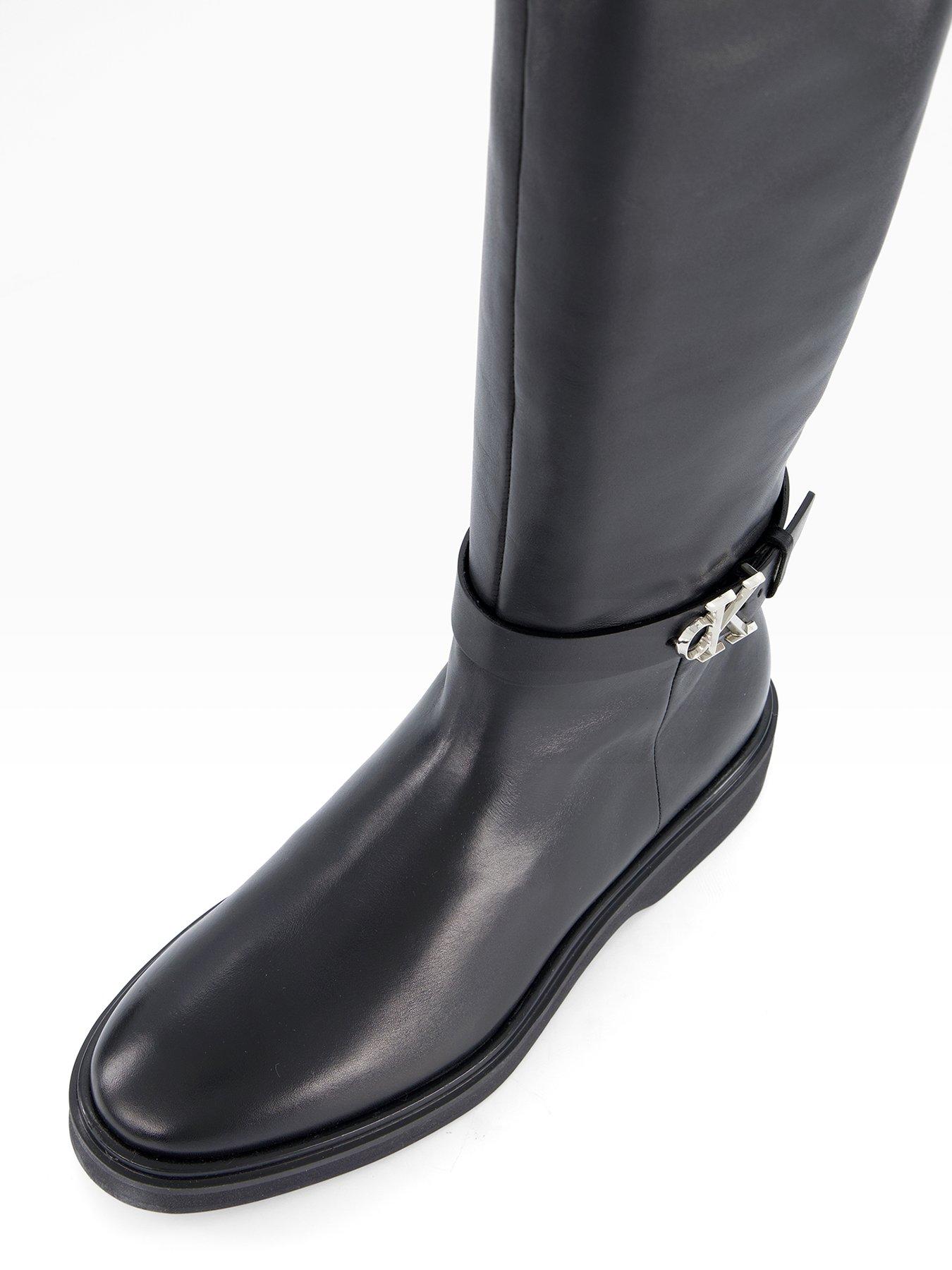 Image 4 of 8 of Calvin Klein Metal Logo&nbsp;Boots - Black