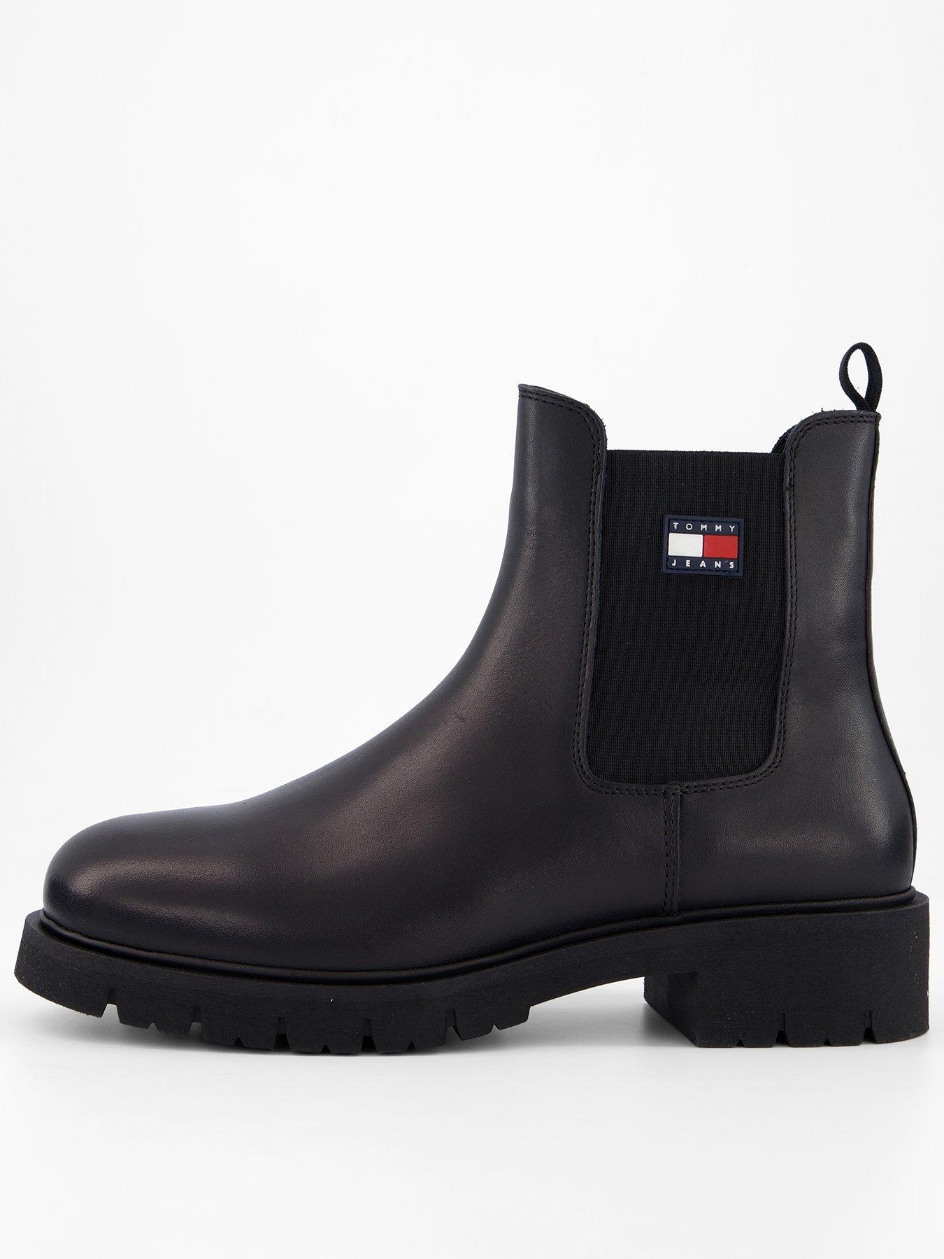 Image 1 of 7 of Tommy Jeans Chelsea Leather Boot - Black