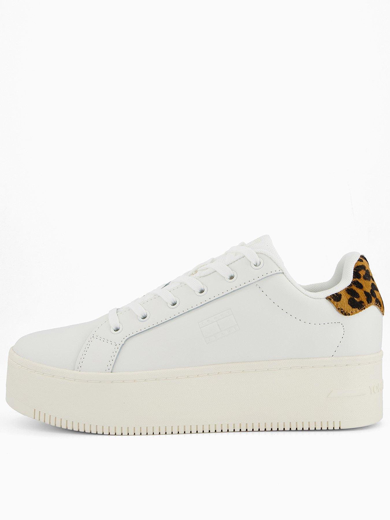 Tommy Jeans Platform Leopard Trainers - White