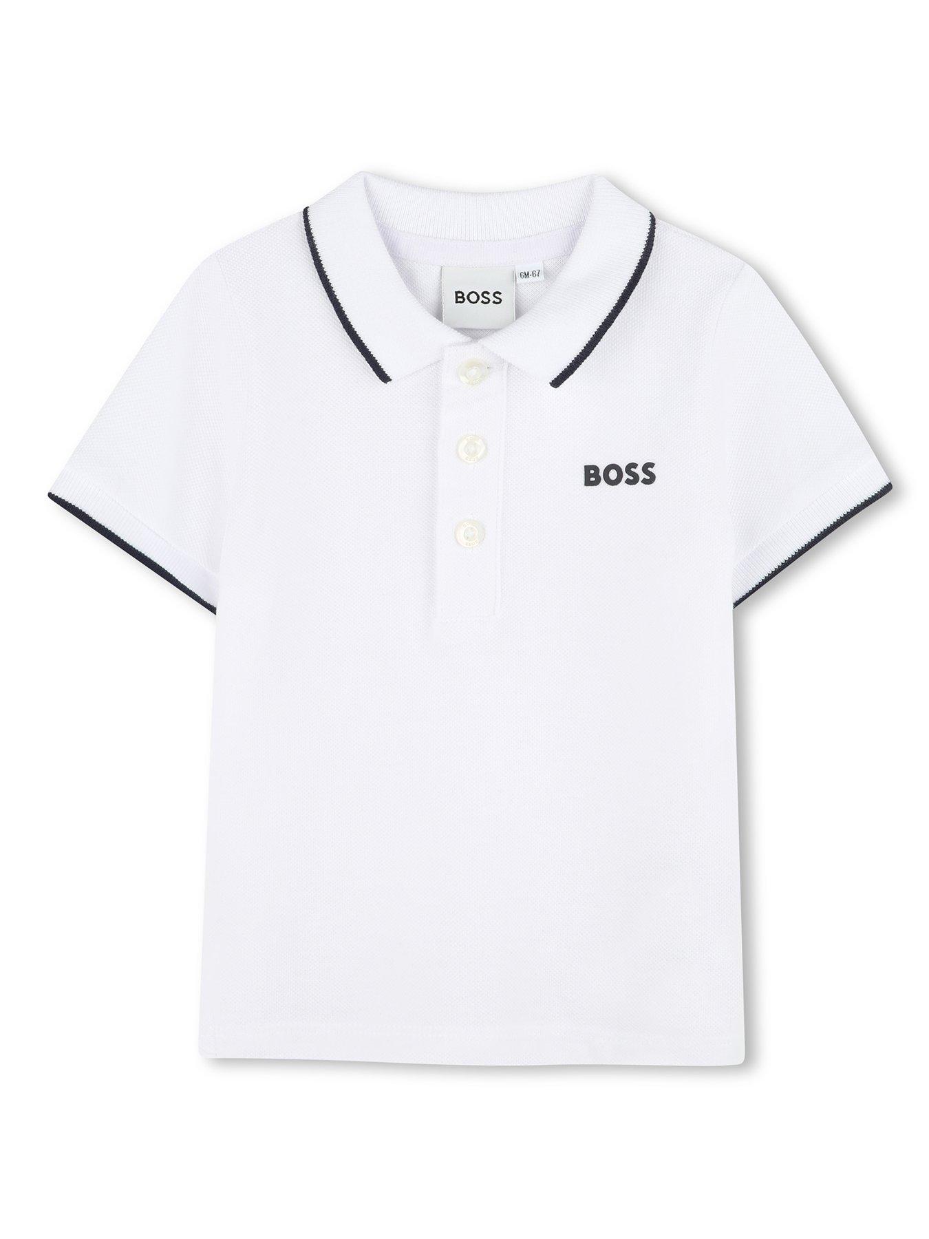 BOSS Baby Boys Short Sleeve Logo Polo Shirt - White