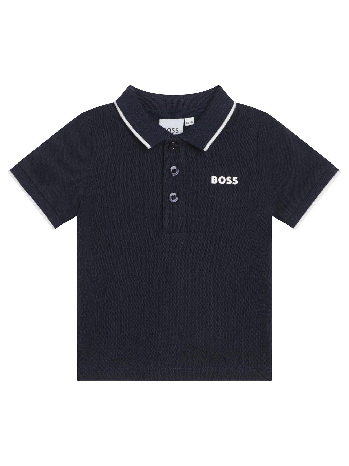 BOSS Baby Boys Short Sleeve Logo Polo Shirt - Navy