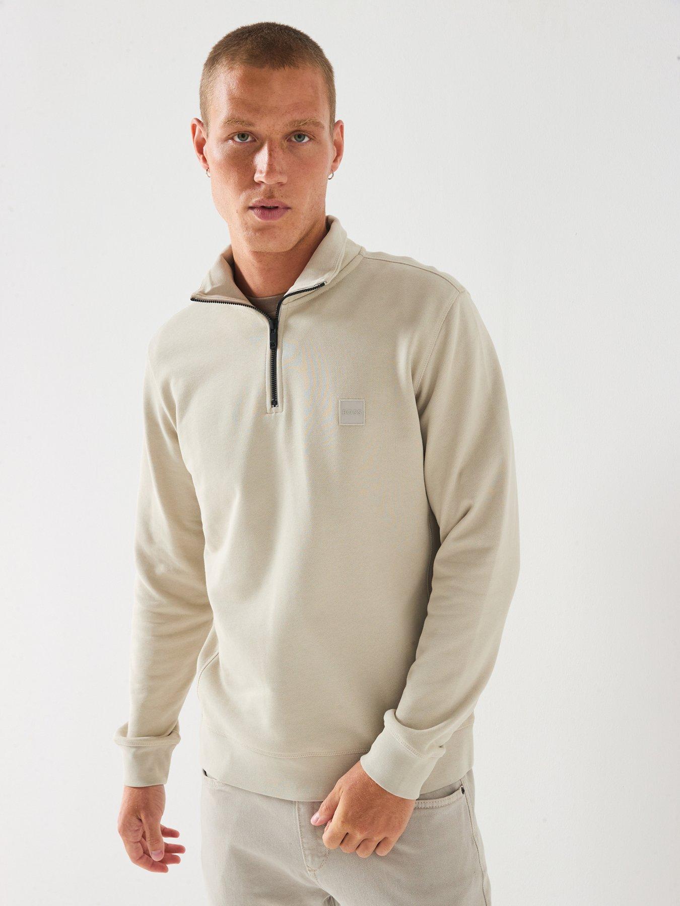 BOSS Zetrust 1/4 Zip Sweat - Light Beige