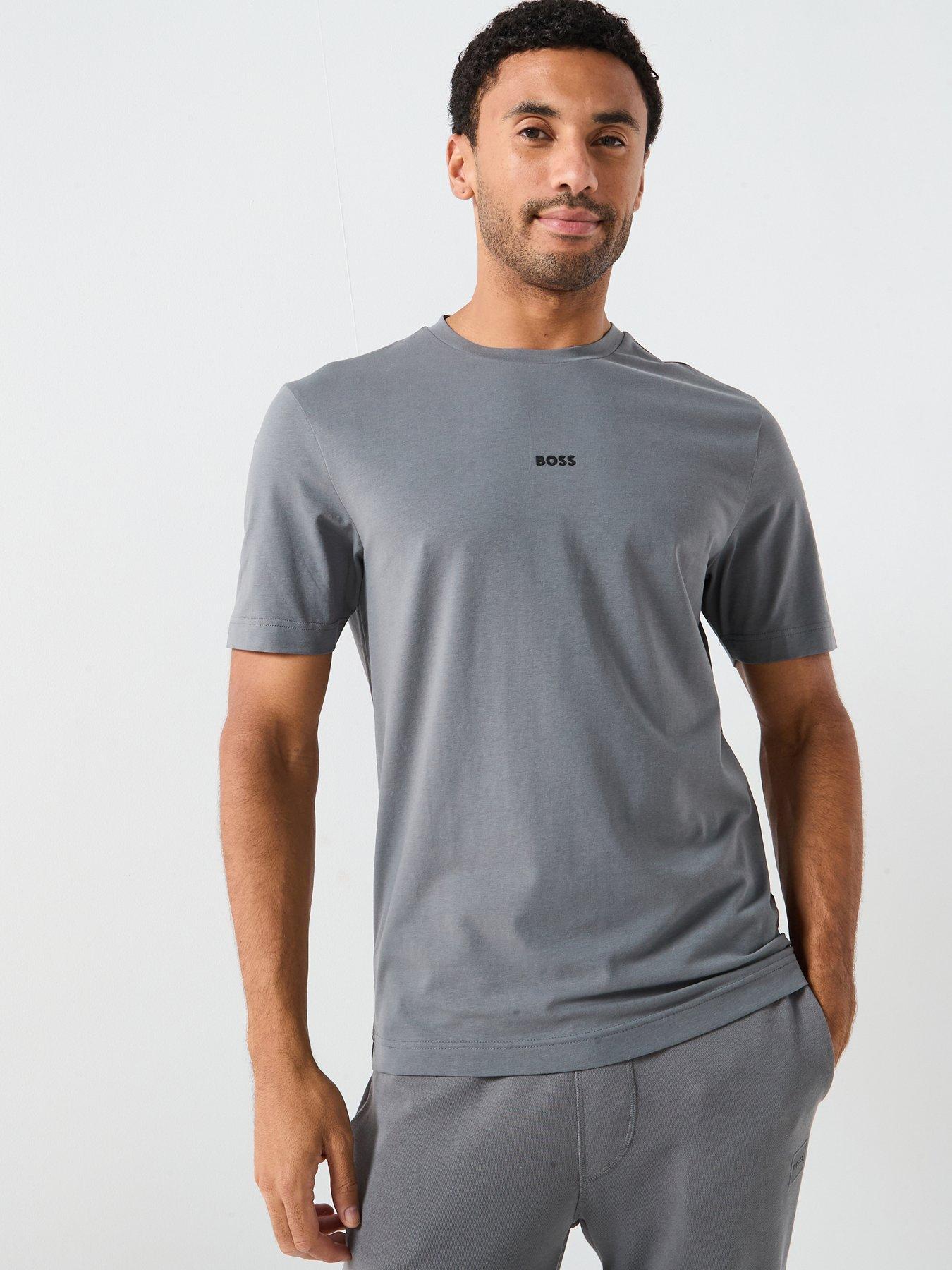 BOSS Tchup Relaxed Fit Centre Logo T-Shirt - Light Grey
