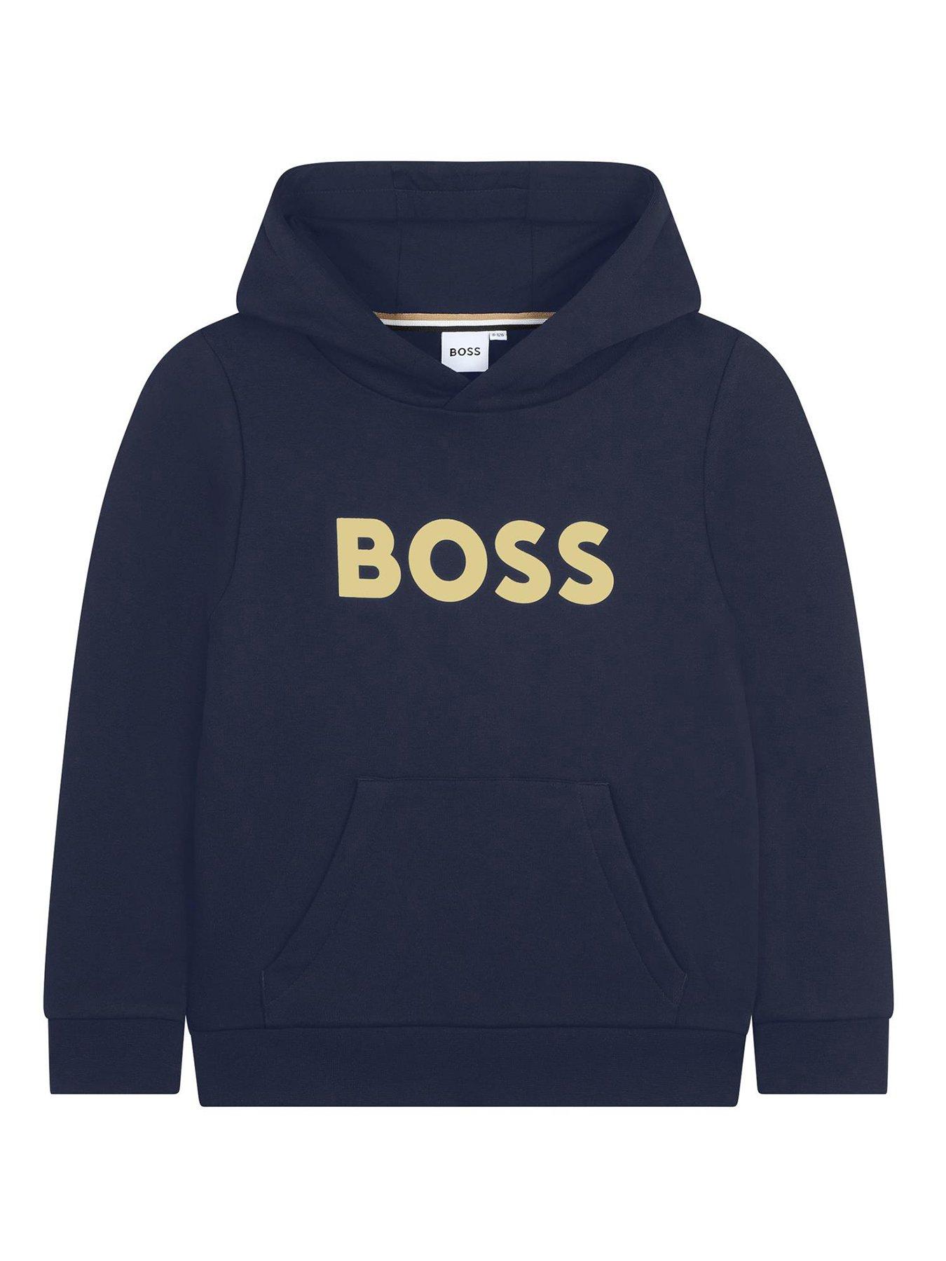 BOSS Boys Large Logo Hoodie - Navy