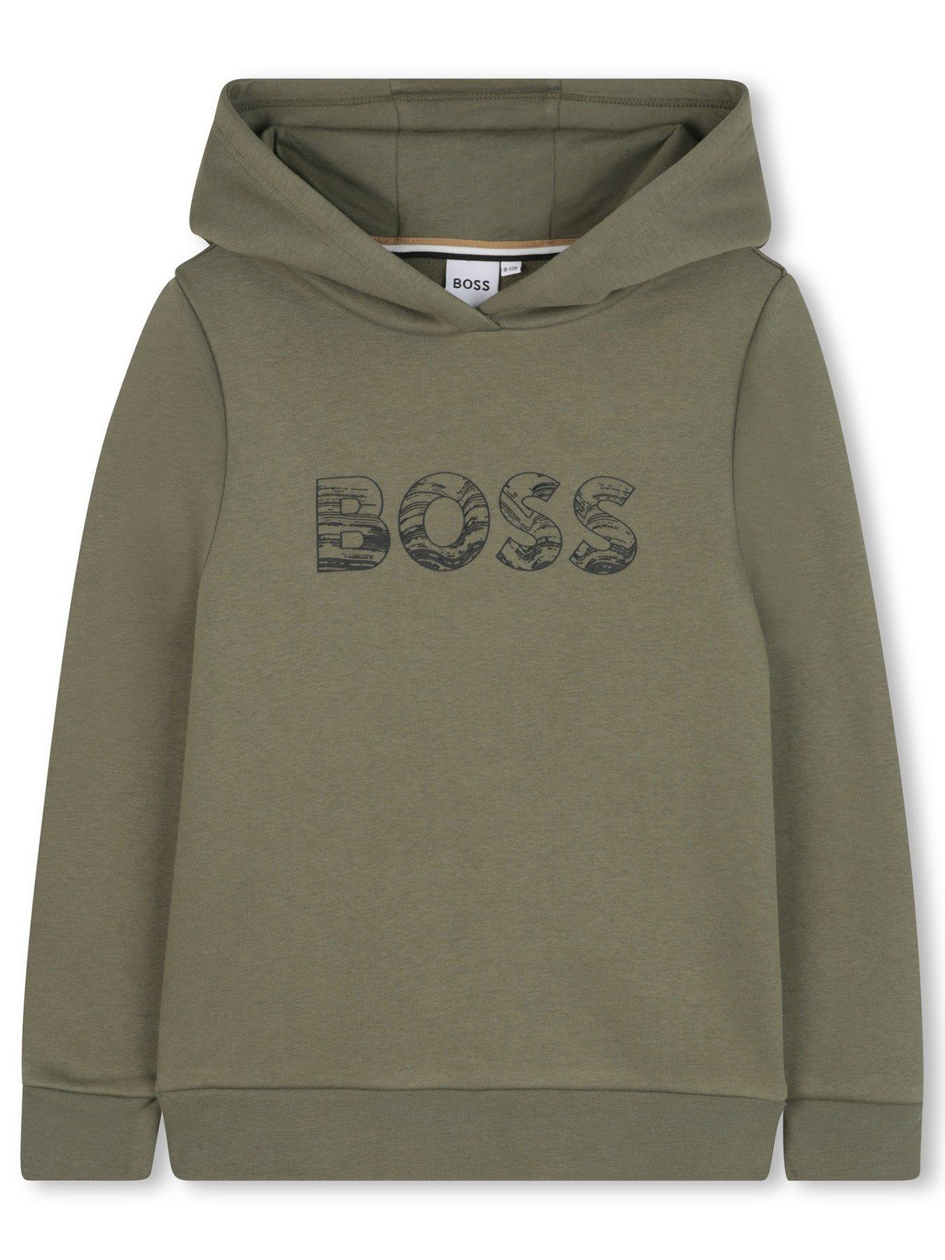 boss-boys-logo-hoodie-khaki
