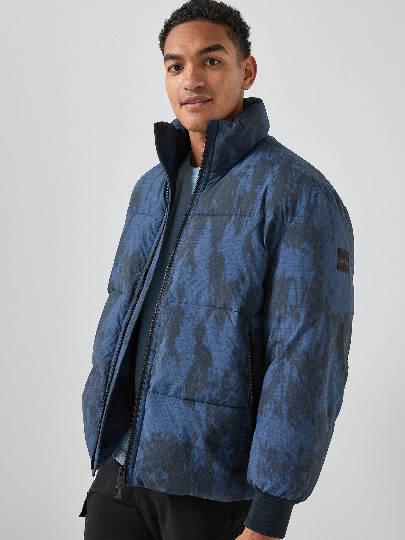 BOSS Oshin Relaxed Fit Camo Quilted Jacket - Navy