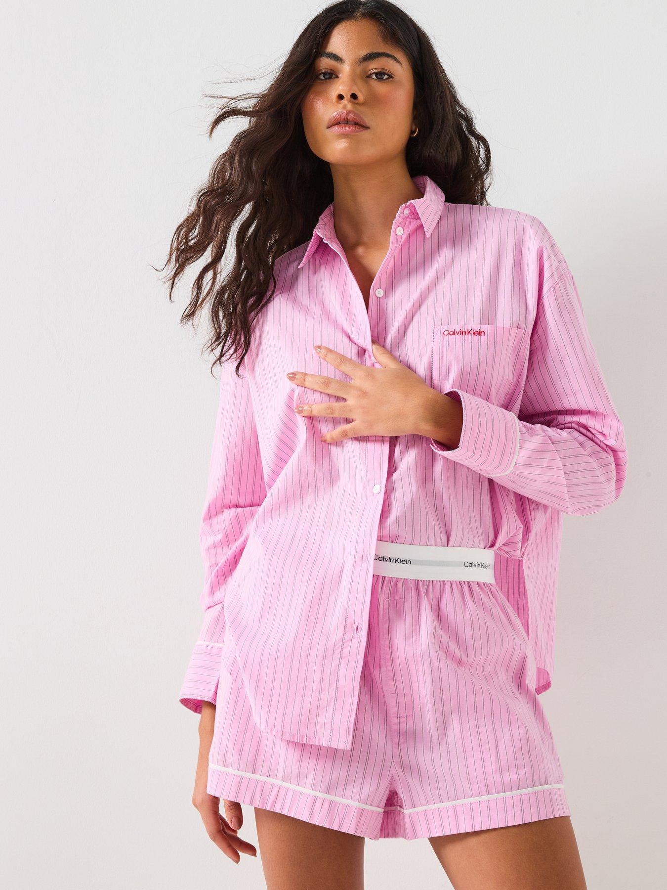 calvin-klein-poplin-shirt-amp-short-set-pink