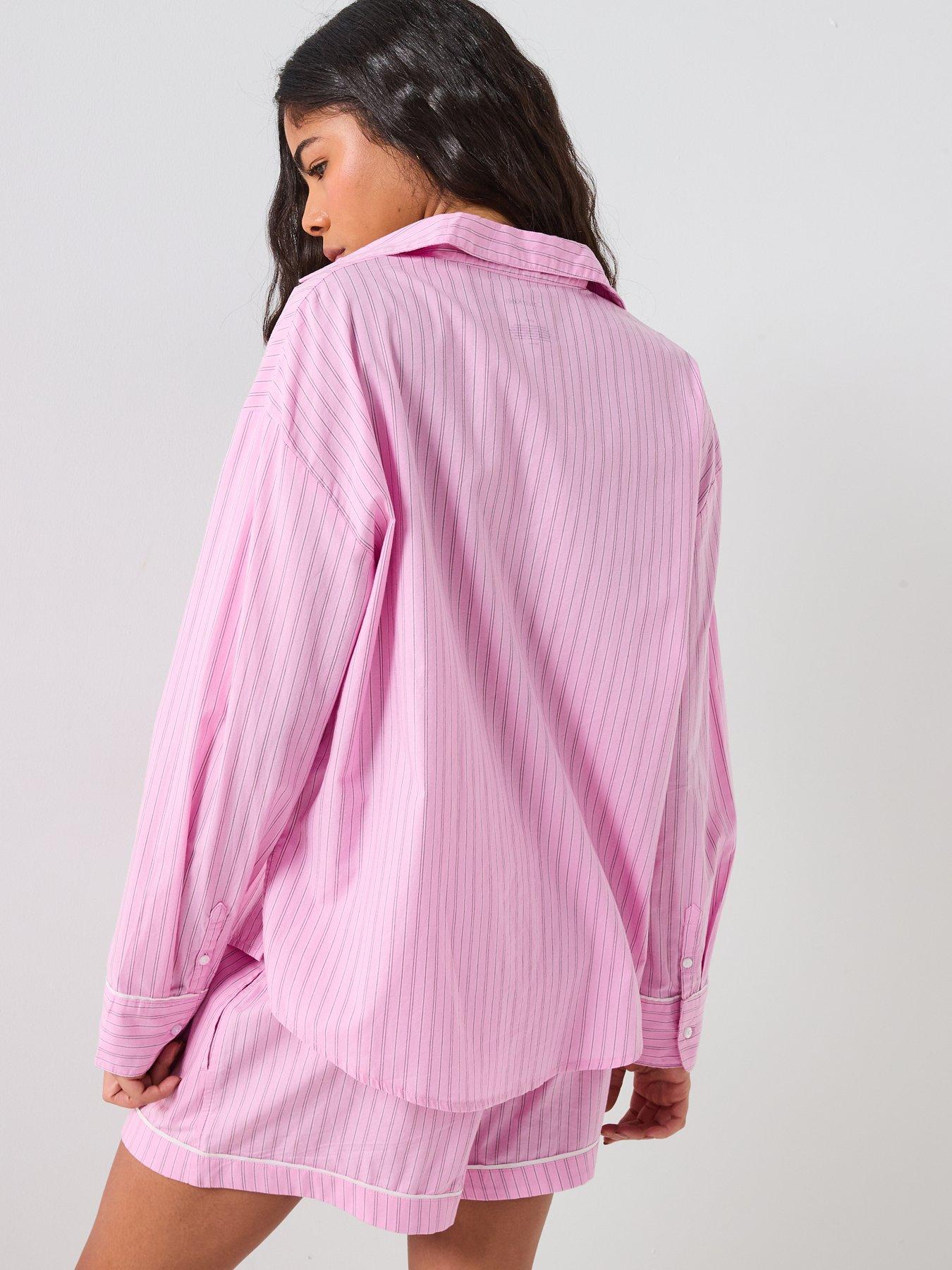 calvin-klein-poplin-shirt-amp-short-set-pinkstillFront
