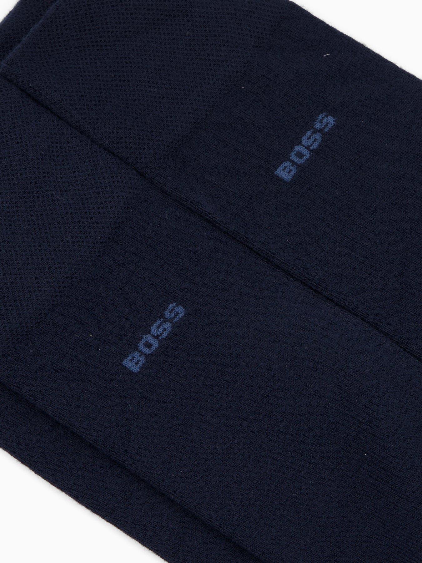 Image 3 of 3 of BOSS Bodywear 2 Pack Bamboo Crew Socks - Navy
