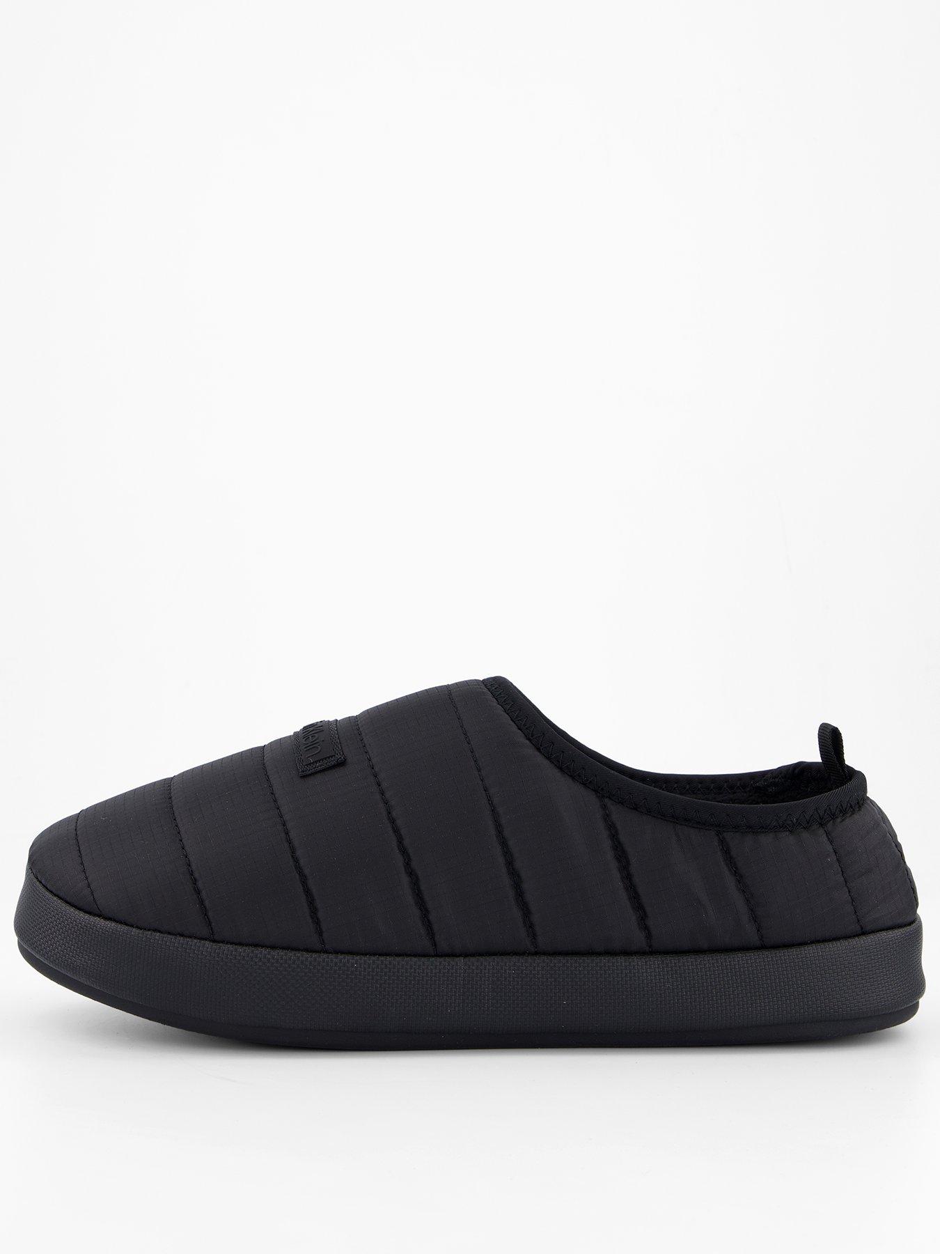 Calvin Klein Ripstop Logo Patch Slippers - Black