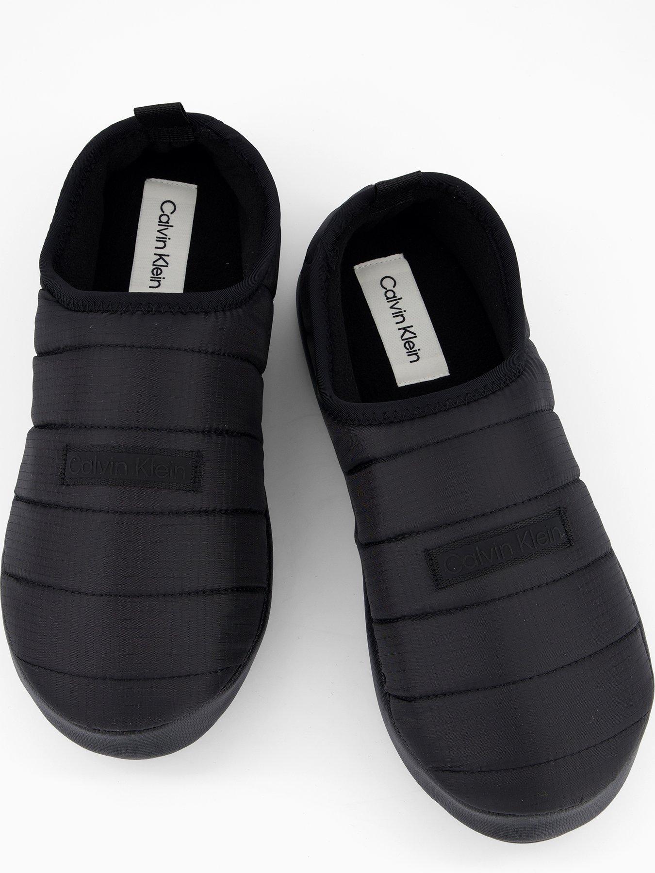 Image 3 of 7 of Calvin Klein Ripstop Logo Patch Slippers - Black