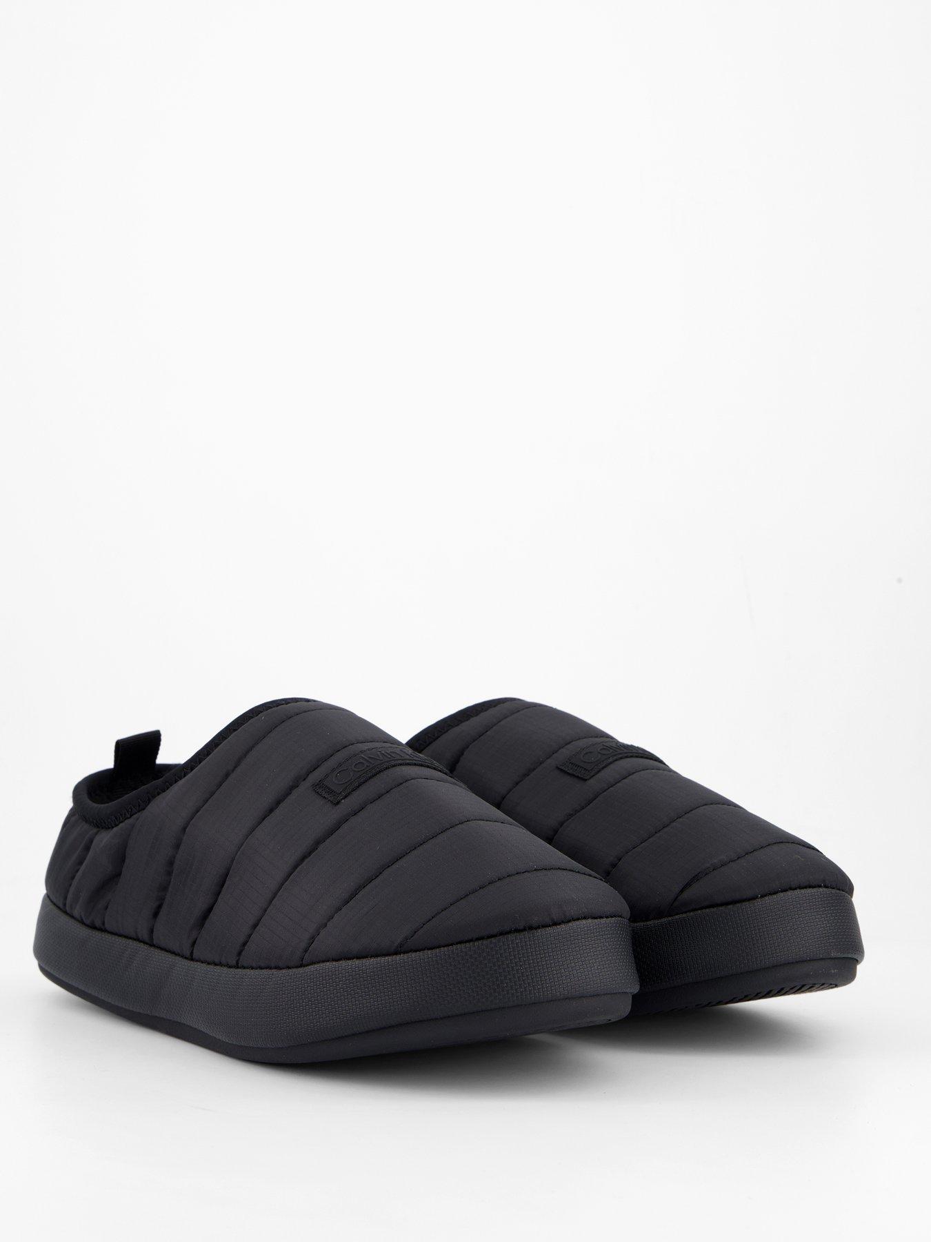 Image 6 of 7 of Calvin Klein Ripstop Logo Patch Slippers - Black