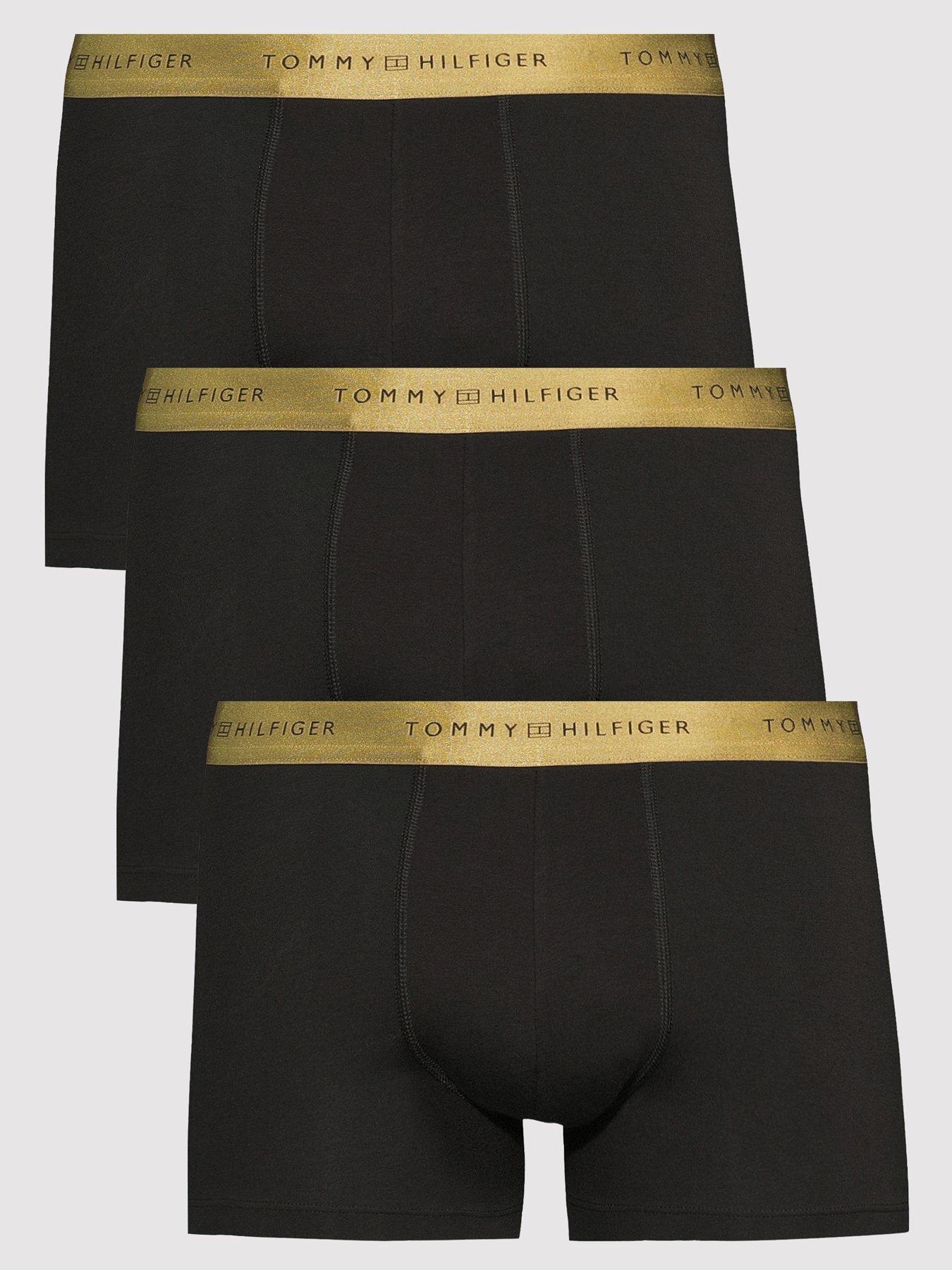 tommy-hilfiger-3-pack-gold-waistband-signature-trunks-black