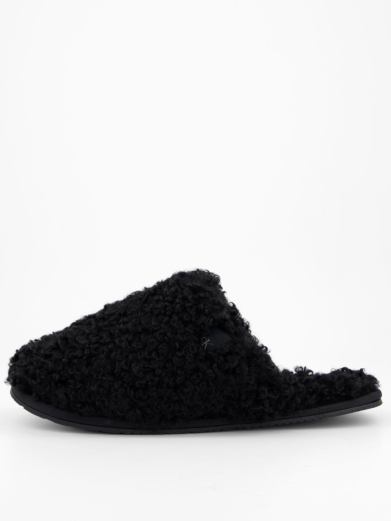 calvin-klein-faux-fur-teddy-slipper-black