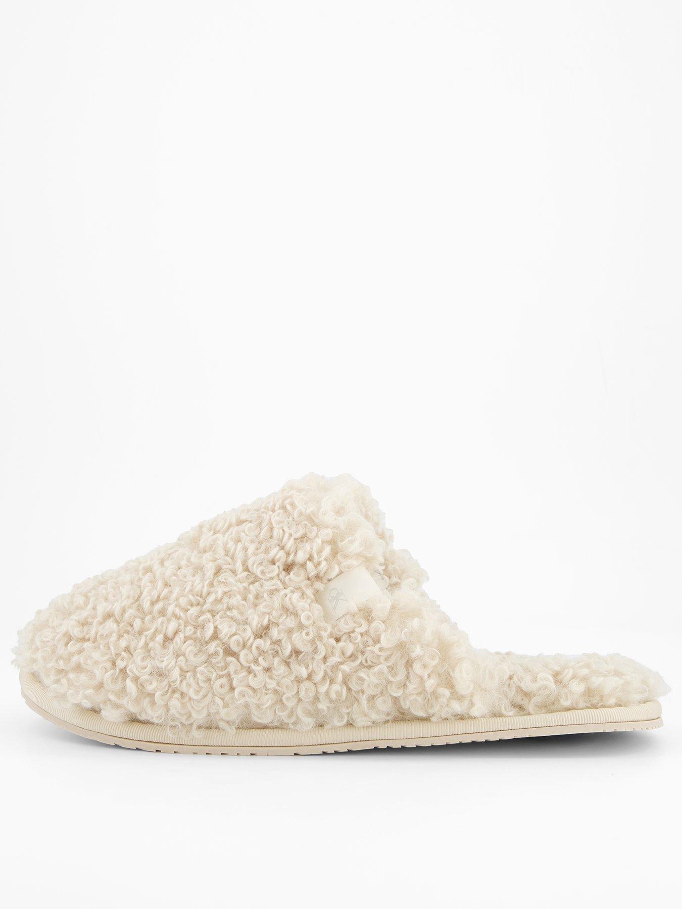 calvin-klein-faux-shearling-sherpa-slippers-cream