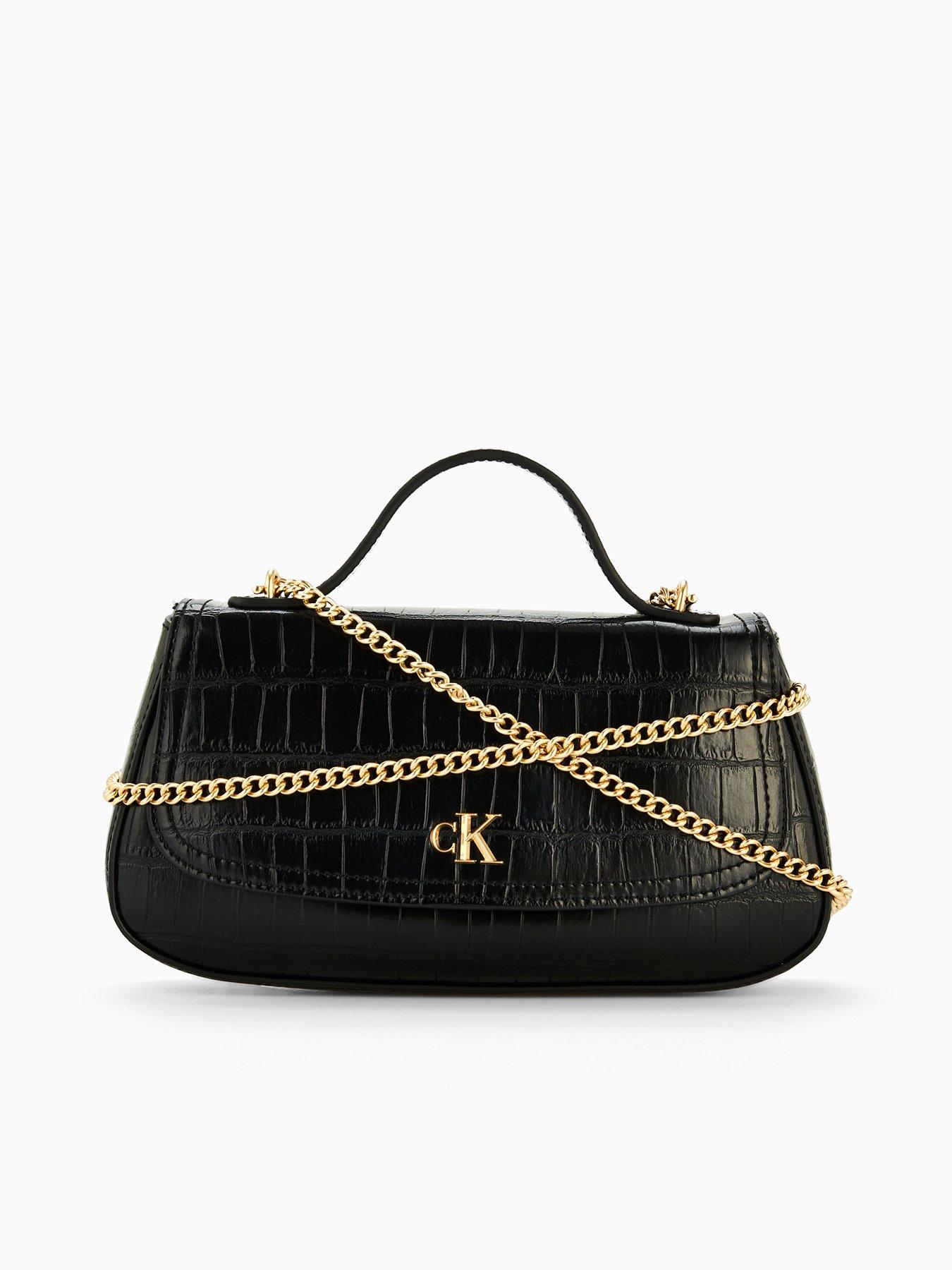calvin-klein-faux-croc-top-handle-bag-with-chain-black