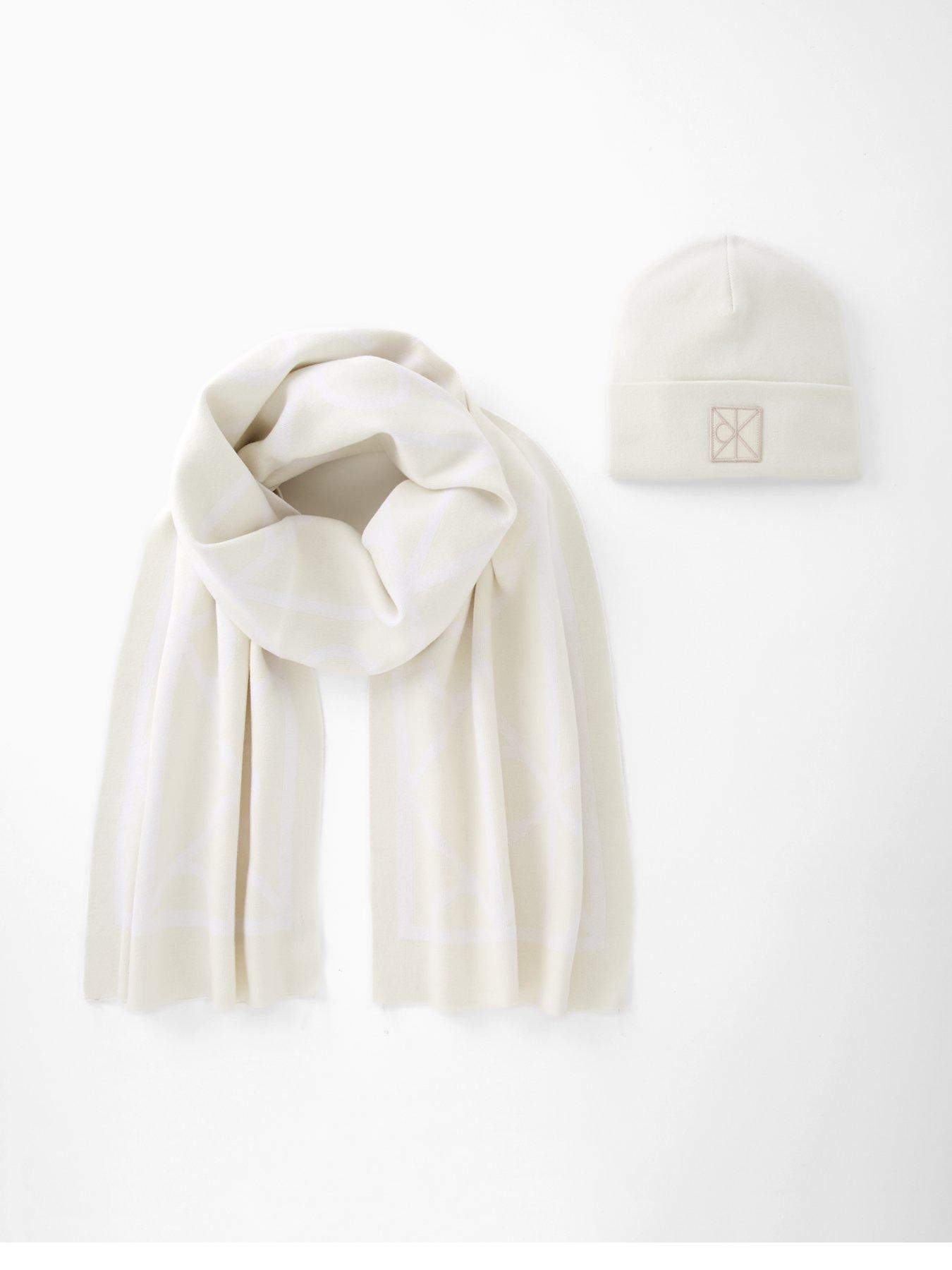 calvin-klein-ck-beanie-and-scarf-set-white