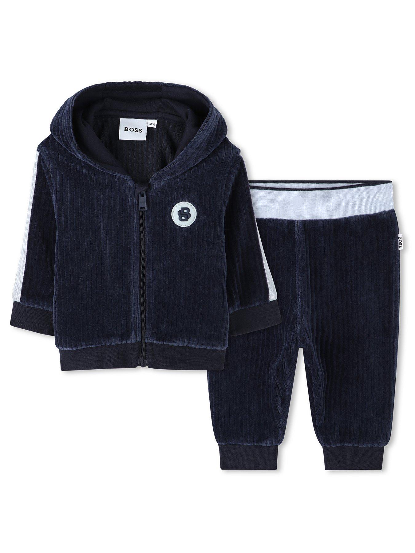 Image 1 of 6 of BOSS Newborn Baby Boys Boxed 2 Piece Jog Set - Navy