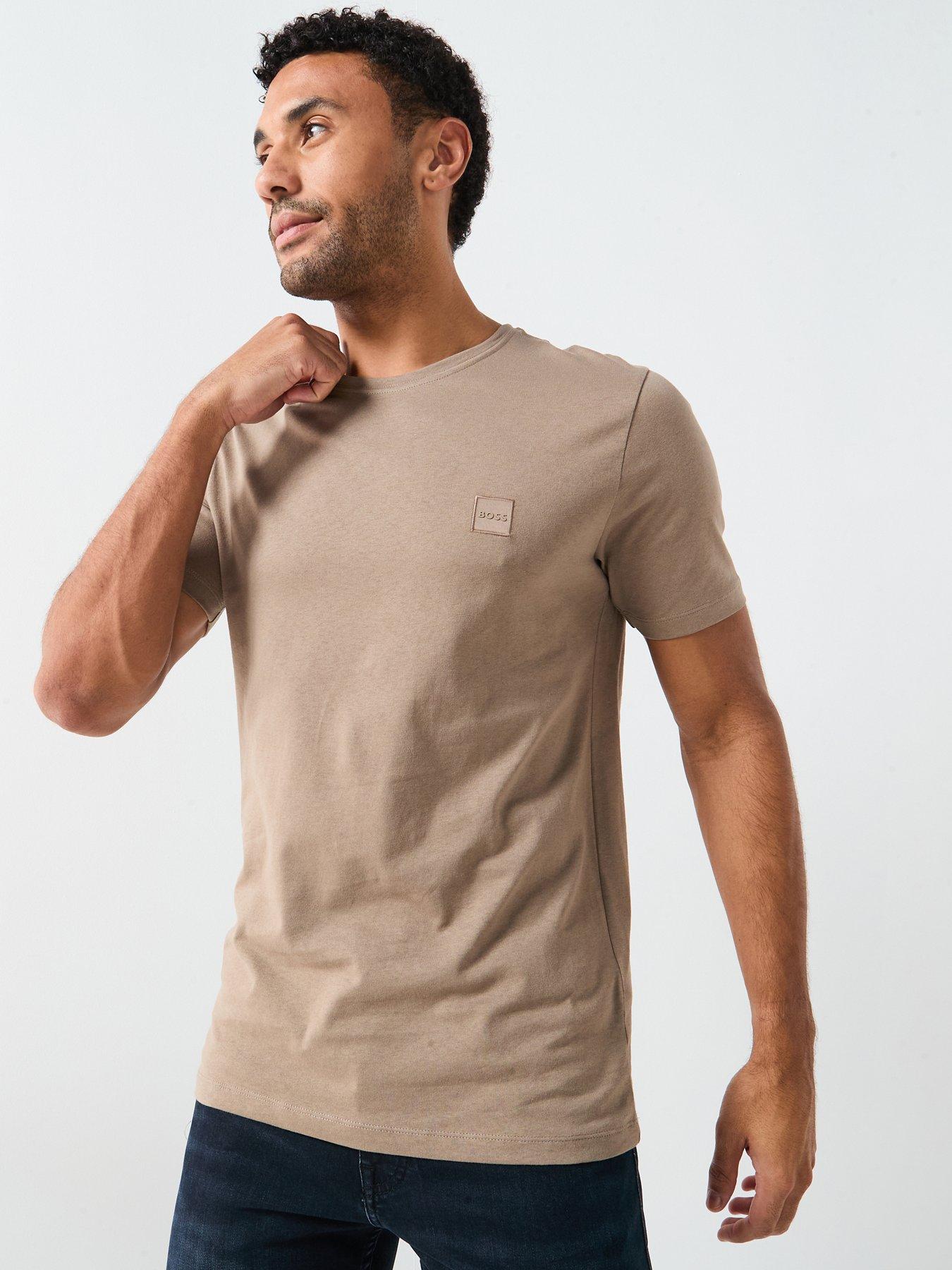 BOSS Tales Relaxed Fit Tonal Patch Logo T-Shirt - Dark Beige