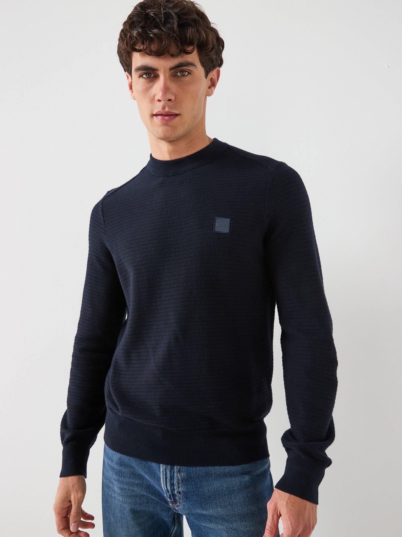 boss-anion-regular-fit-waffle-crew-knitted-jumper-navyfront