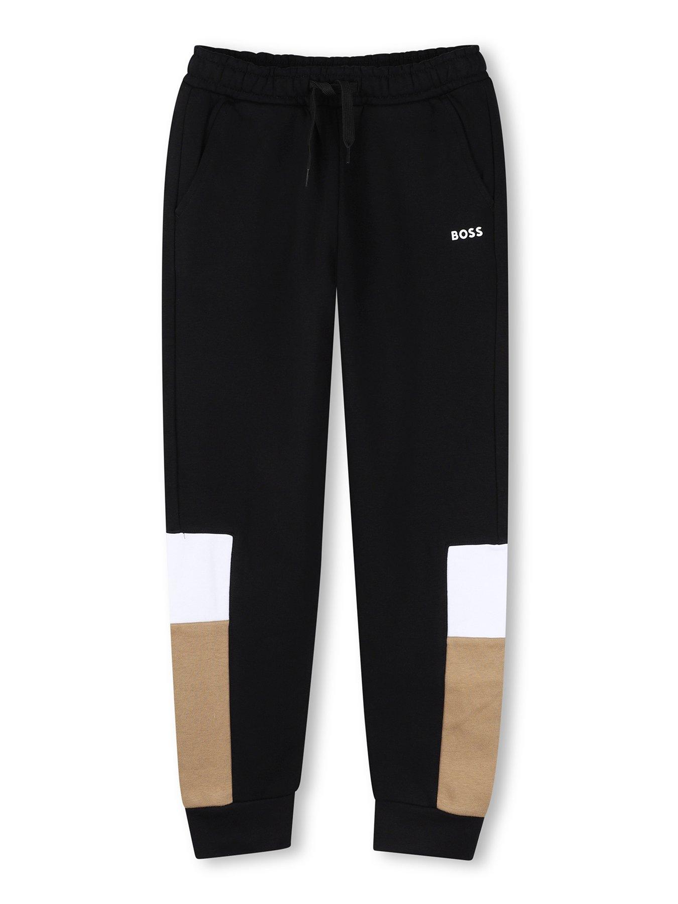 BOSS Boys Colour Block Jogging Bottoms - Black