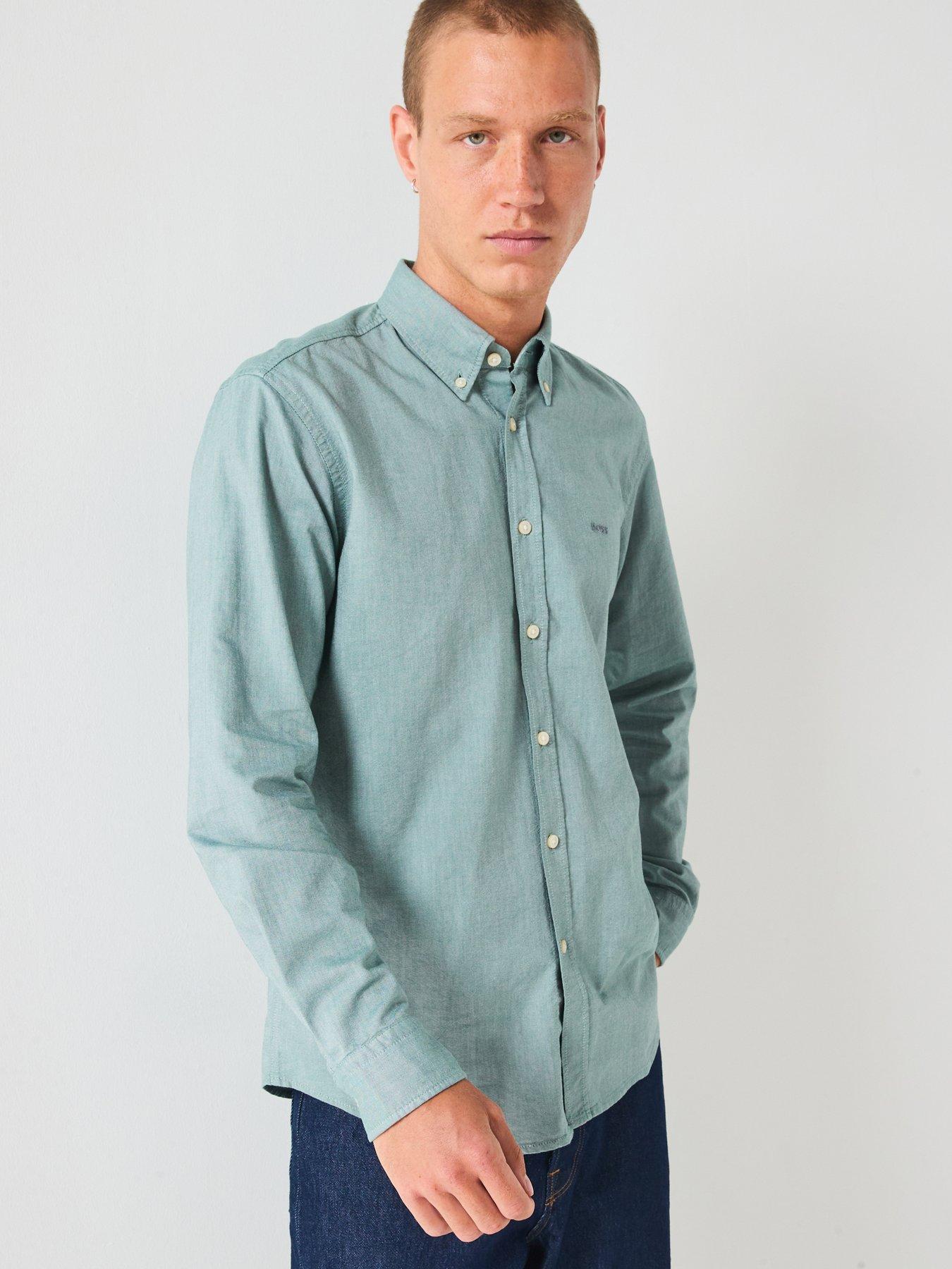 BOSS Rickert Button Down Regular Fit Oxford Shirt - Green