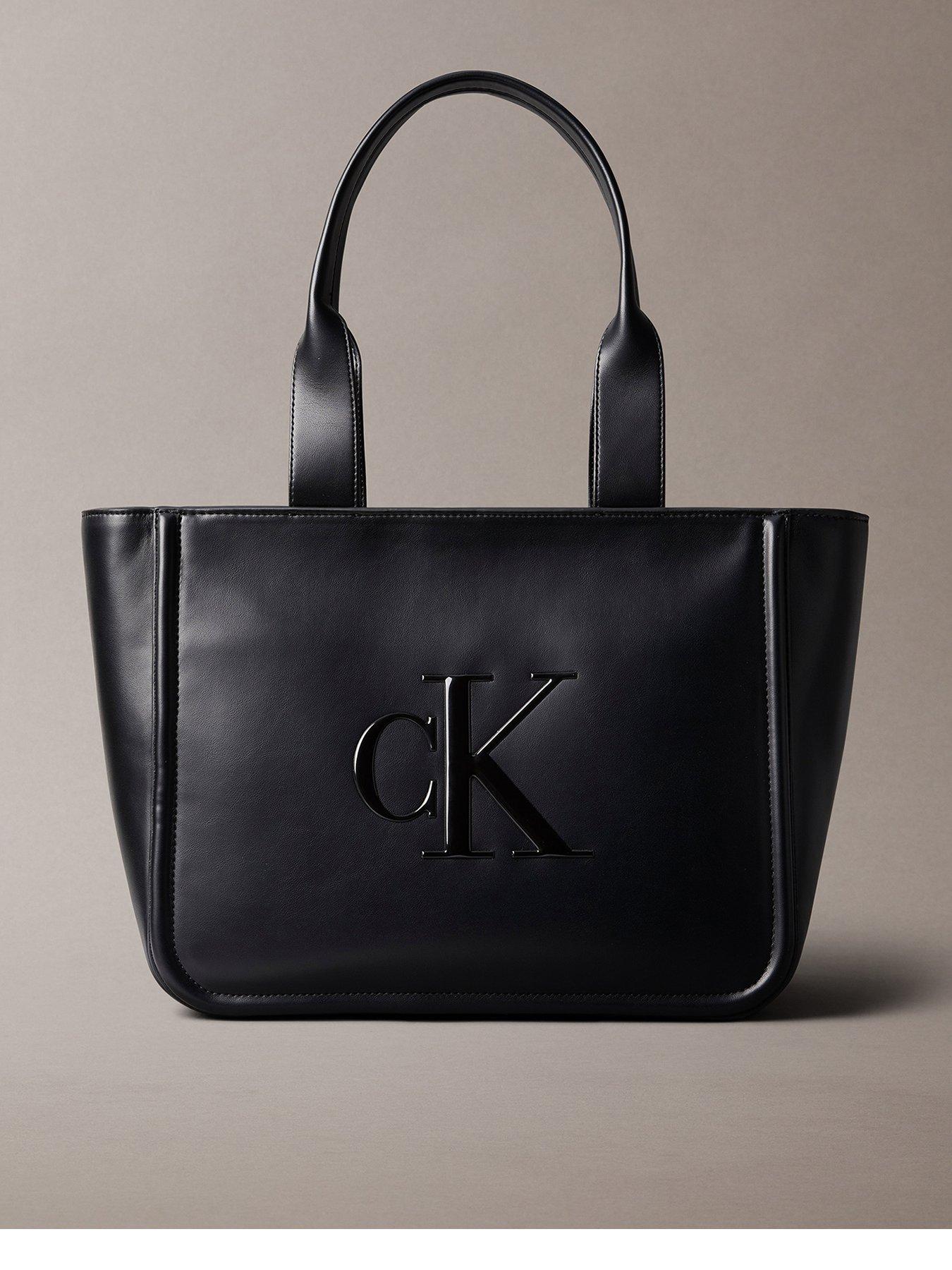 Calvin Klein Raised CK Medium Tote Bag - Black