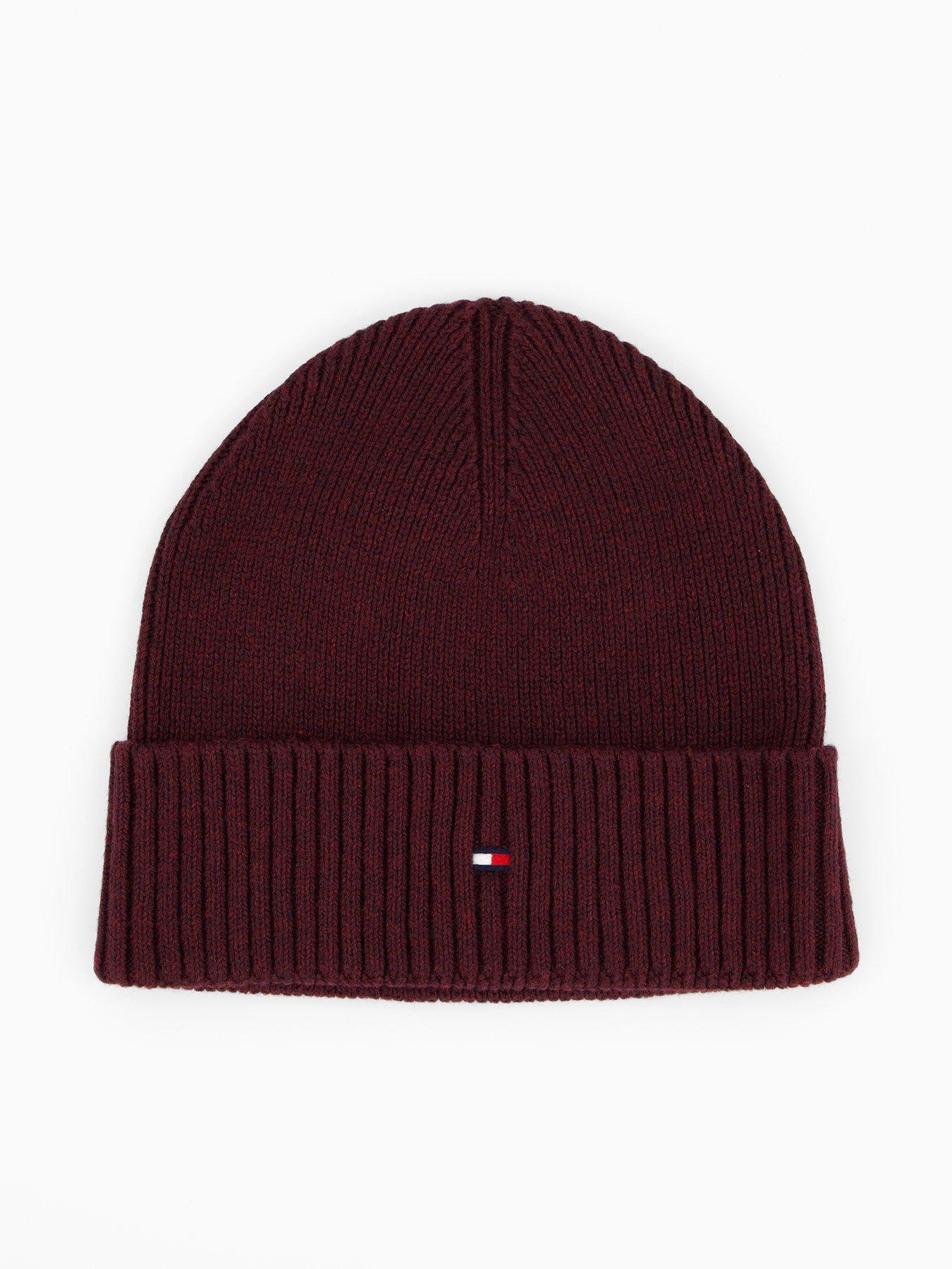 tommy-hilfiger-pima-cotton-flag-beanie-hat-dark-red