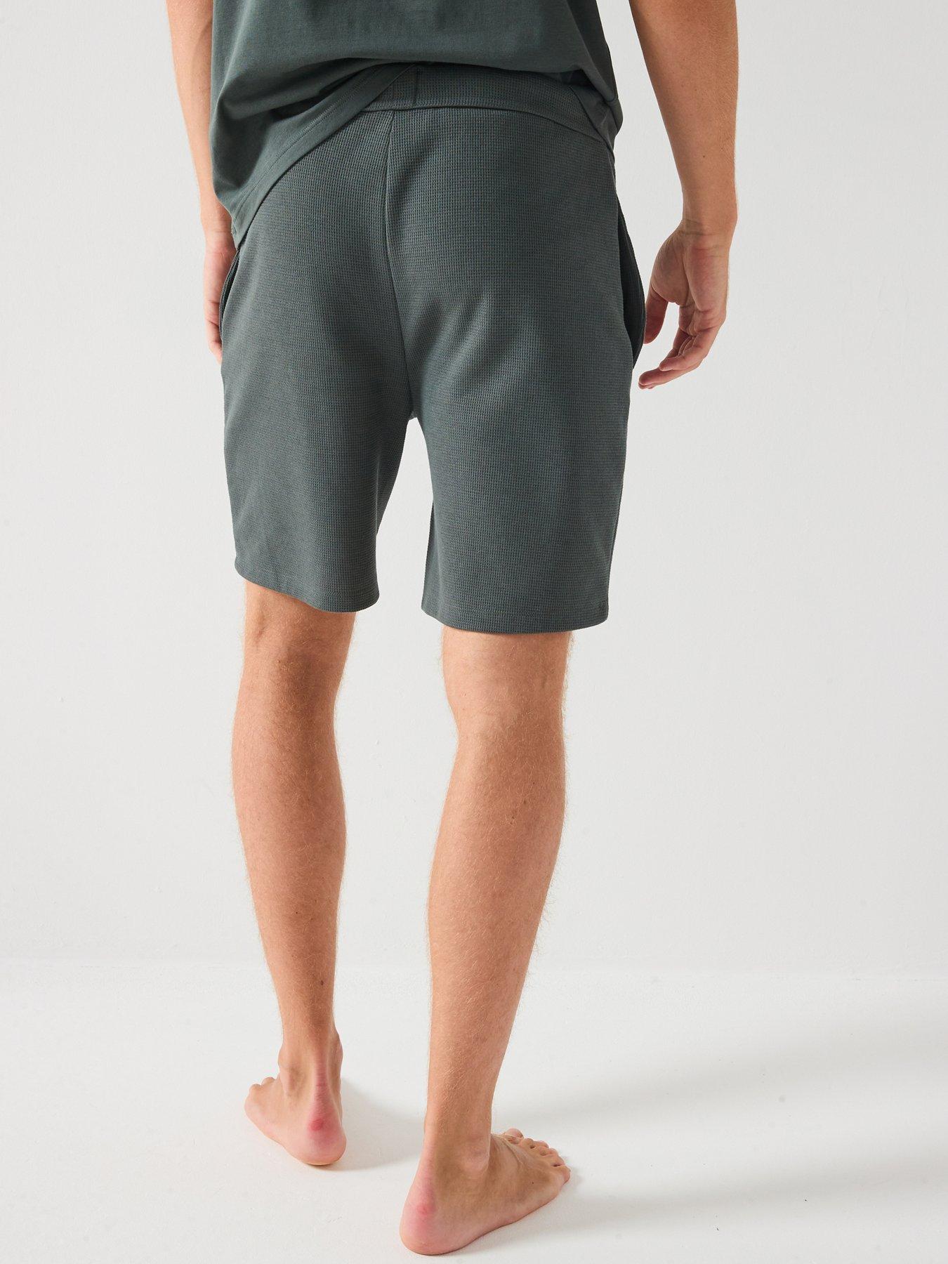boss-loungewear-waffle-shorts-greenstillFront